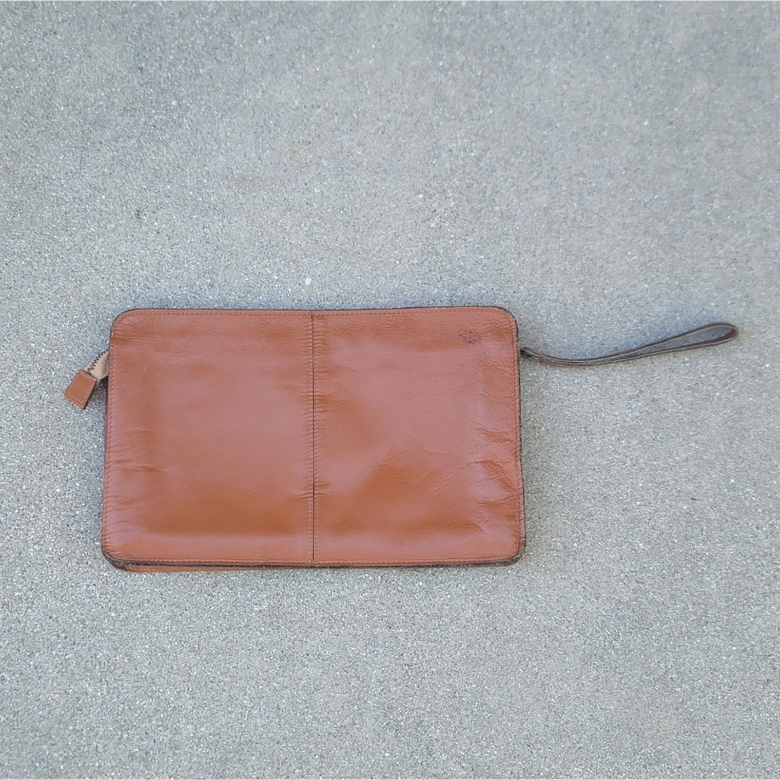 Handmade Vtg Brown Leather Clutch Wristlet Purse Size ONE SIZE - 4 Thumbnail