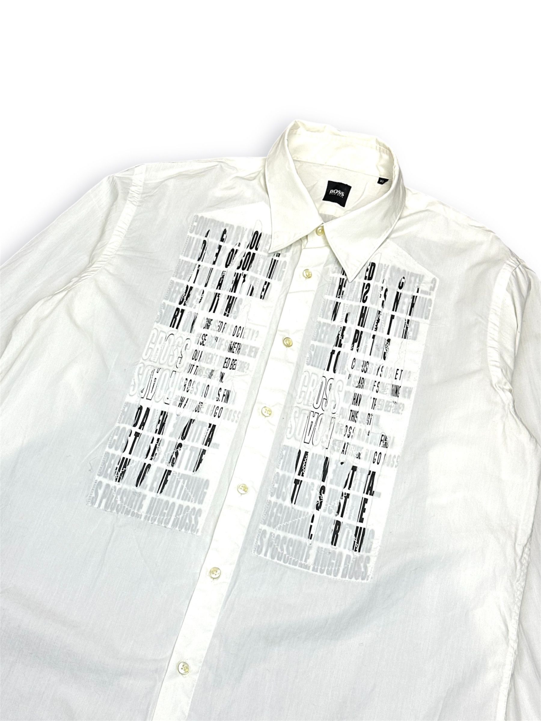 Hugo Boss Hugo Boss Printed Distressed designer vintage shirt Size US XL / EU 56 / 4 - 2 Thumbnail