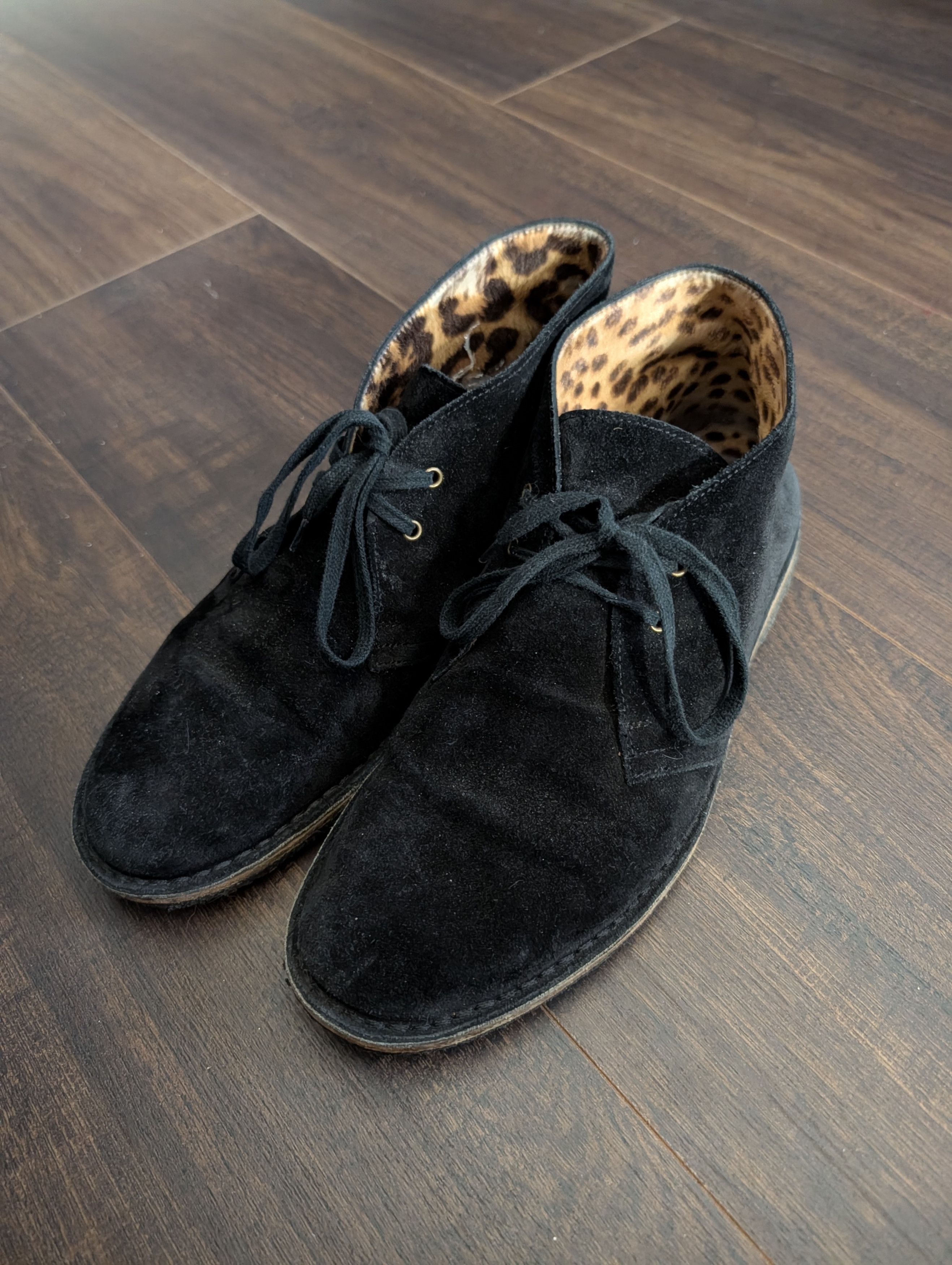 Saint Laurent Paris HEDI Black Suede Leopard Pony Hair Lined Chukka Boots Size US 9 / EU 42 - 4 Thumbnail