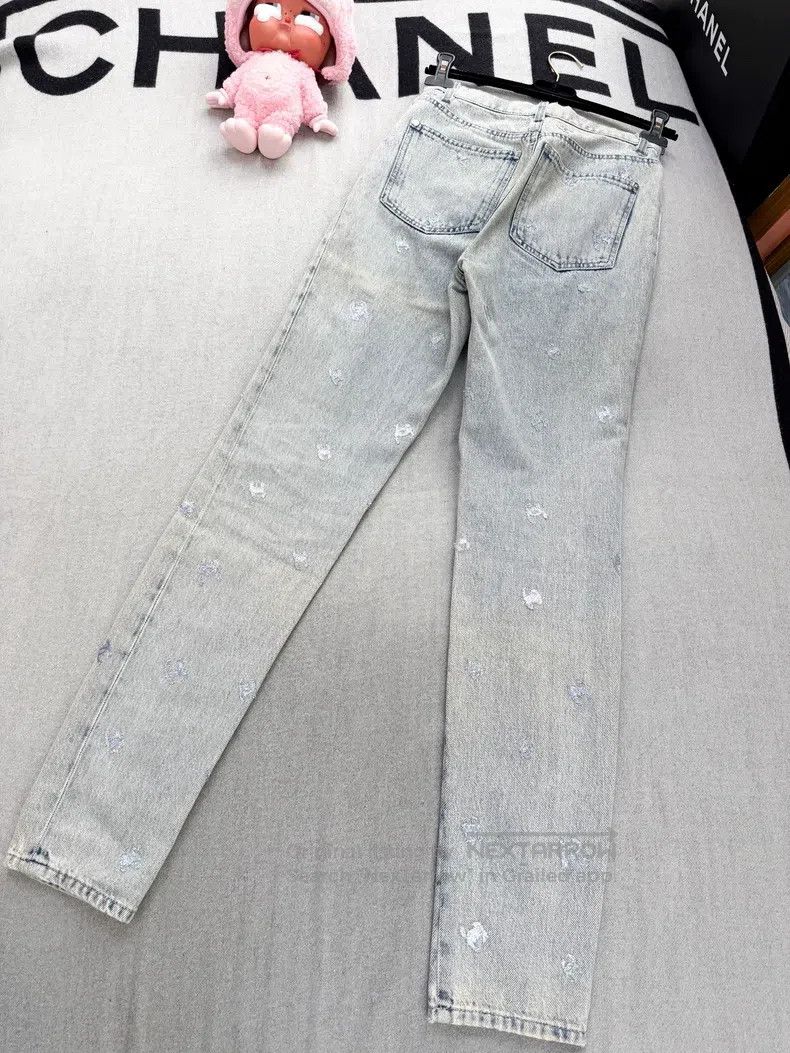 Chanel Chanel 21k blue-gray double C sequin jeans Size 42" / US 20 - 4 Thumbnail