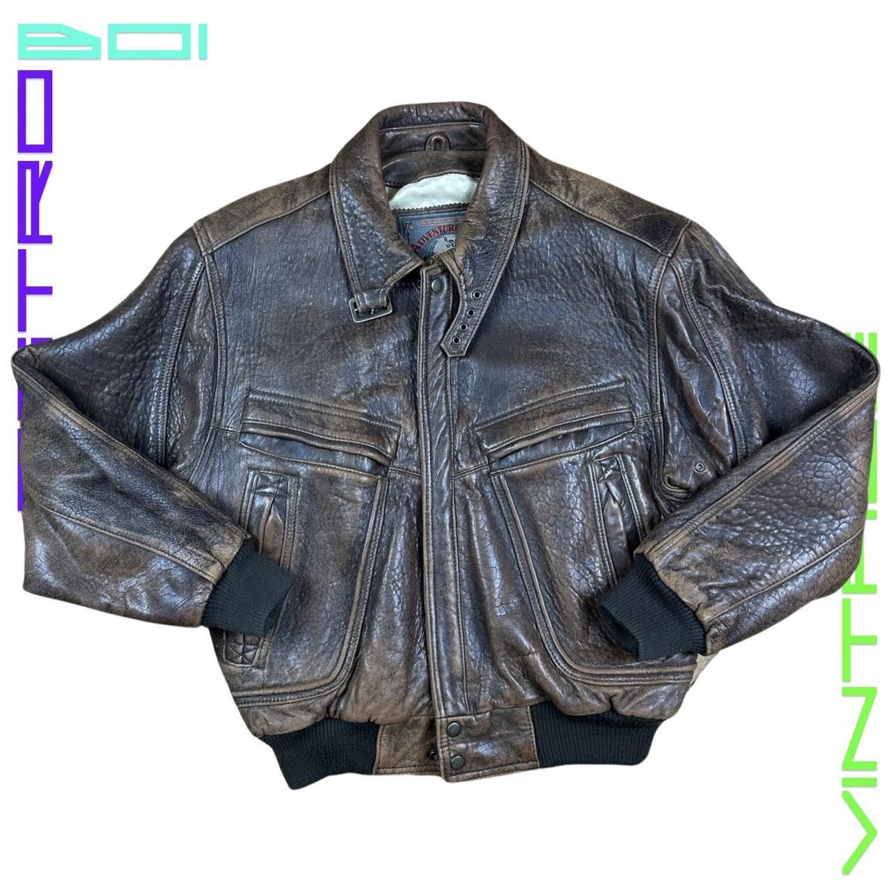 image of Vintage Brown Retro Aviation Leather Jacket _ Medium, Men's