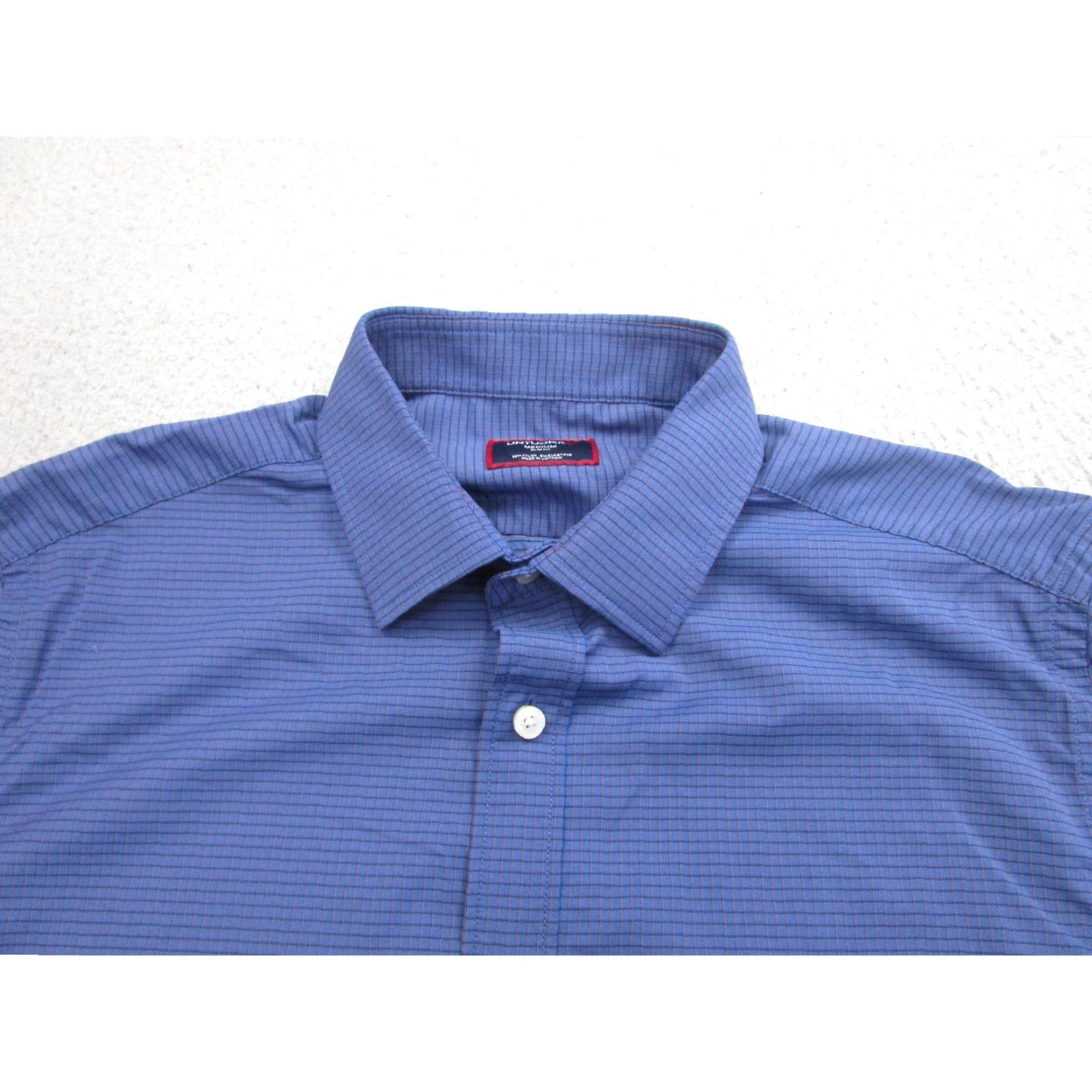 UNTUCKit UNTUCKit Shirt Mens M Blue Check Slim Fit Long Sleeve Button-Up Stretch Size US M / EU 48-50 / 2 - 2 Thumbnail