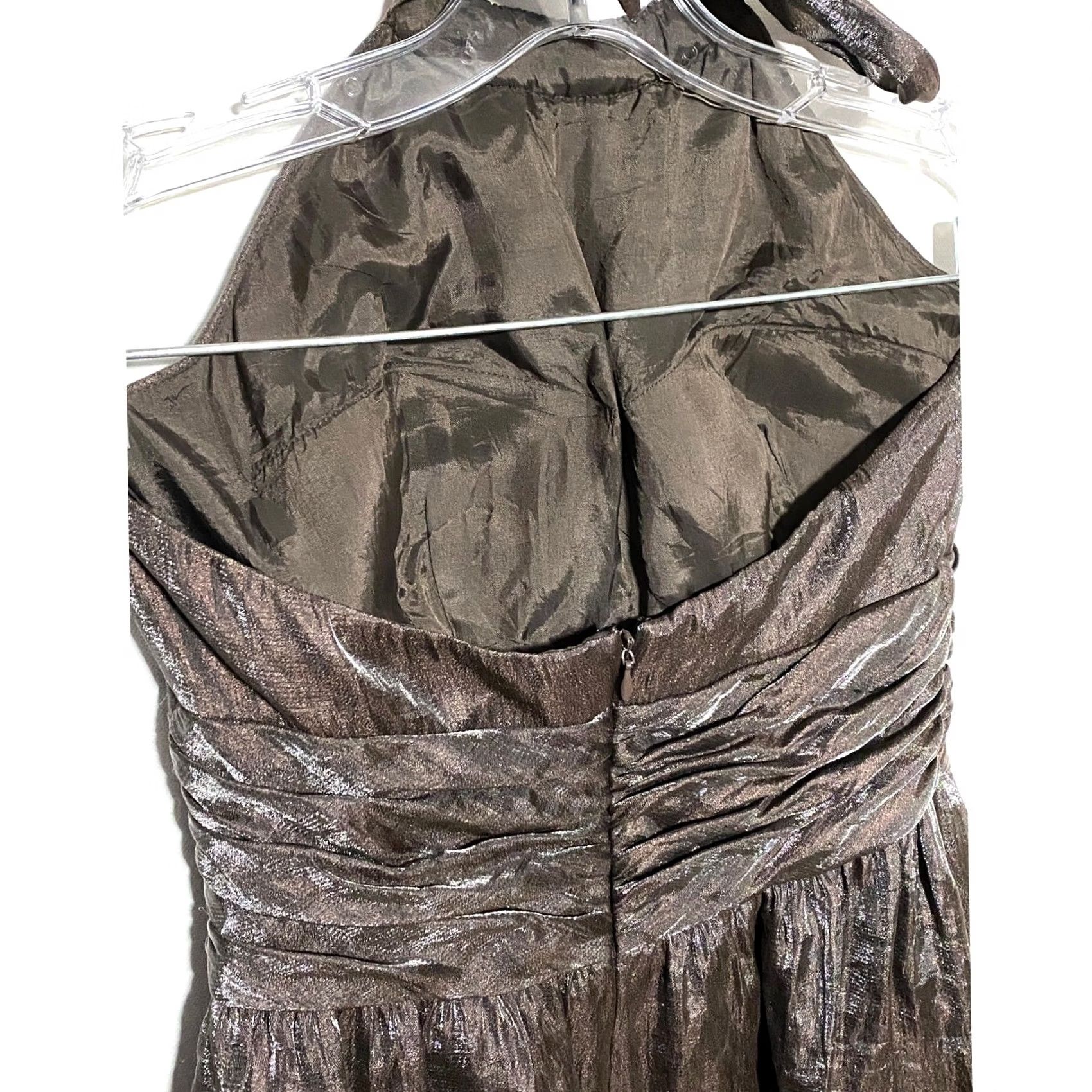 Adrianna Papell Adrianna Papell Boutique Halter Dress 2 Metallic Whimsigoth Grunge Formal Dress Long Sleeveless Tie Neck Size XS / US 0-2 / IT 36-38 - 6 Thumbnail