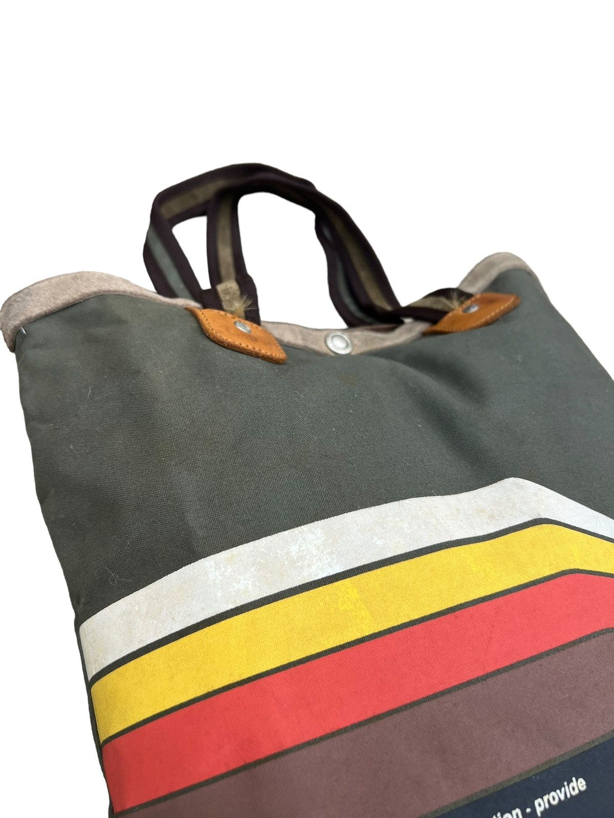 MasterPiece VTG Masterpiece Japan Fade Stains Canvas Leather Tote Bag Size ONE SIZE - 10 Thumbnail
