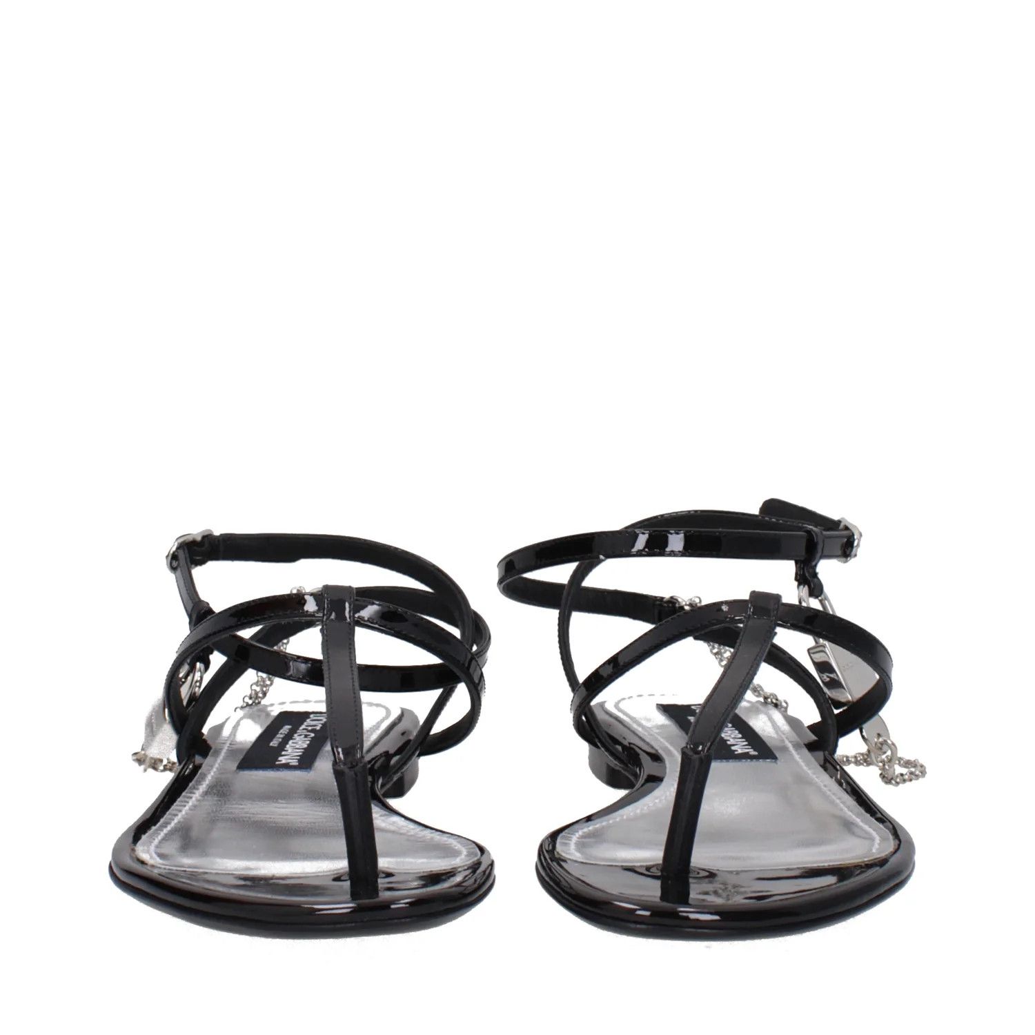 Dolce & Gabbana ob1o1e1124 Patent Leather Flip Flops in Black Size US 8 / IT 38 - 3 Thumbnail