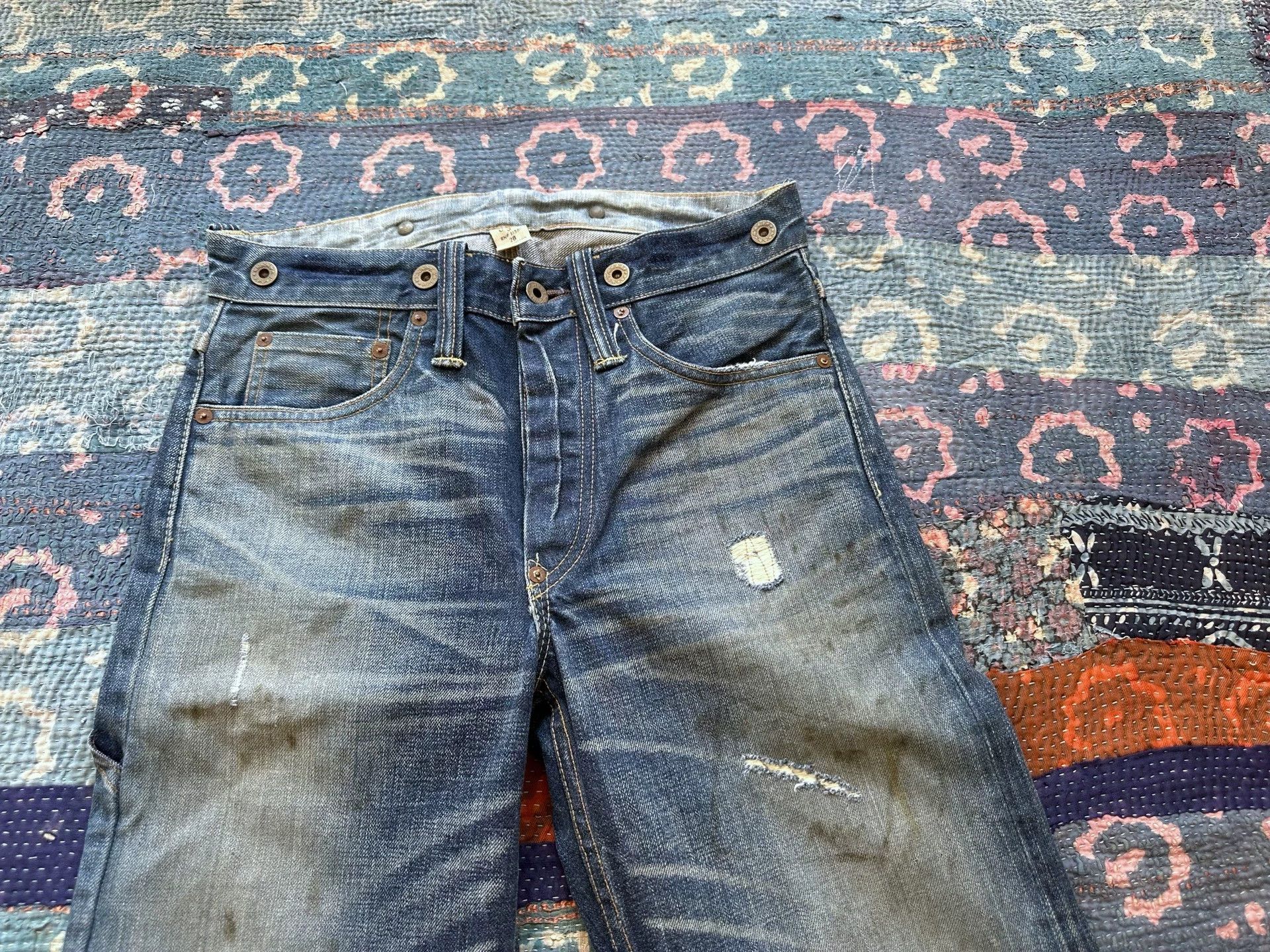 RRL Ralph Lauren RRL Deep Denim Vintage Wash Distressed Ripped Pants 28 Size US 28 / EU 44 - 3 Thumbnail
