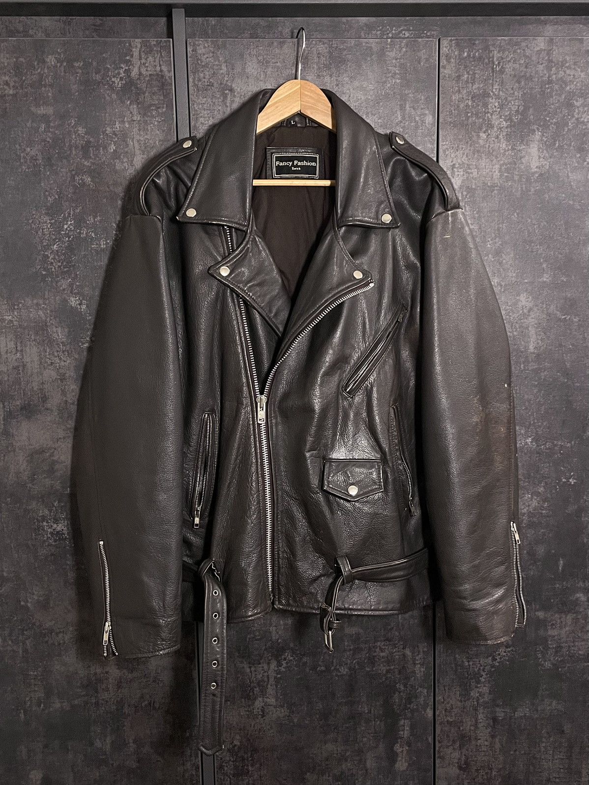 Vintage Vintage 90s Leather Biker Jacket Size US L / EU 52-54 / 3 - 5 Thumbnail