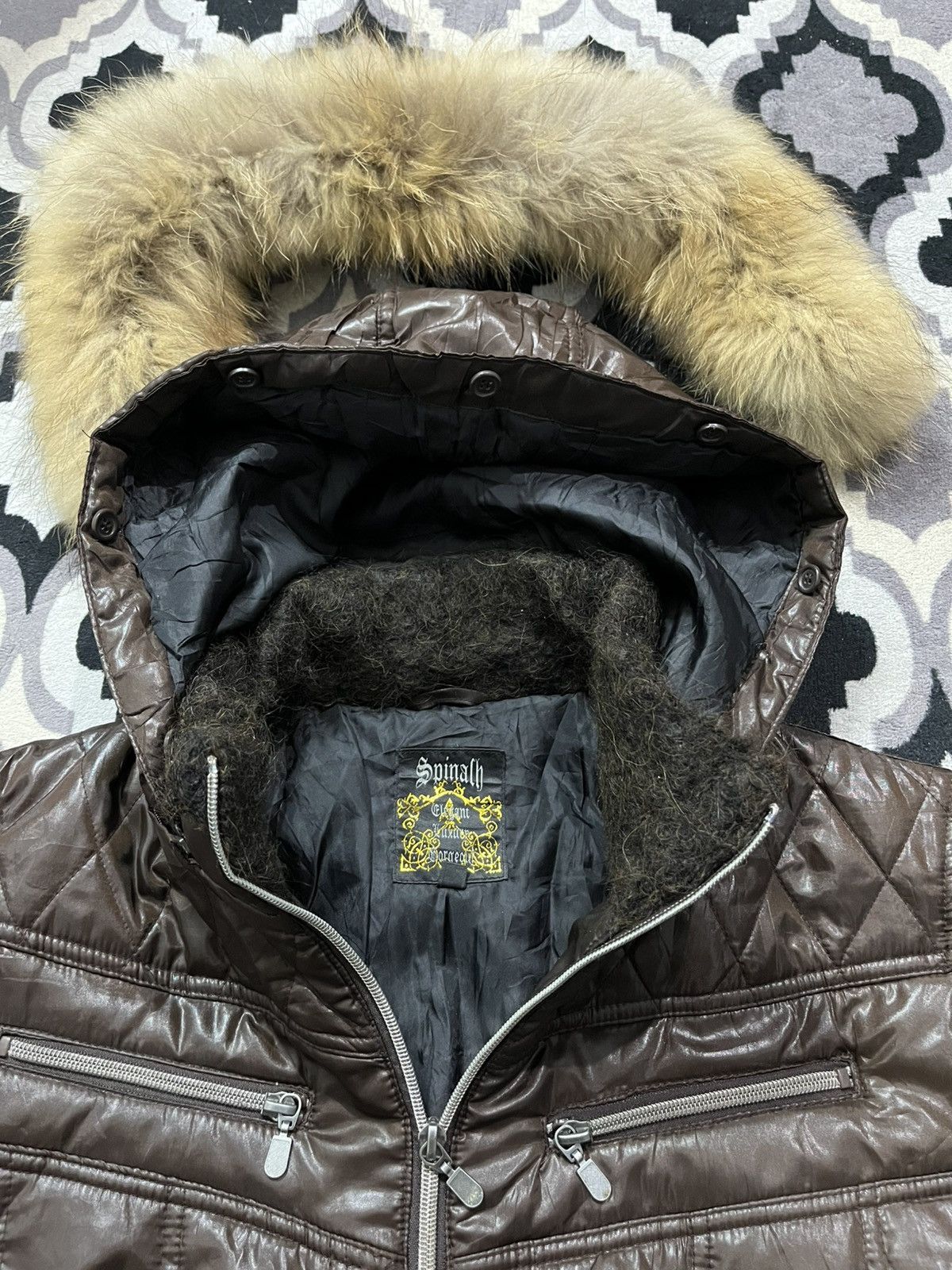 Le Grande Bleu (L.G.B.) 2000s spinach faux fur puffer rider brown jacket Size US M / EU 48-50 / 2 - 7 Thumbnail