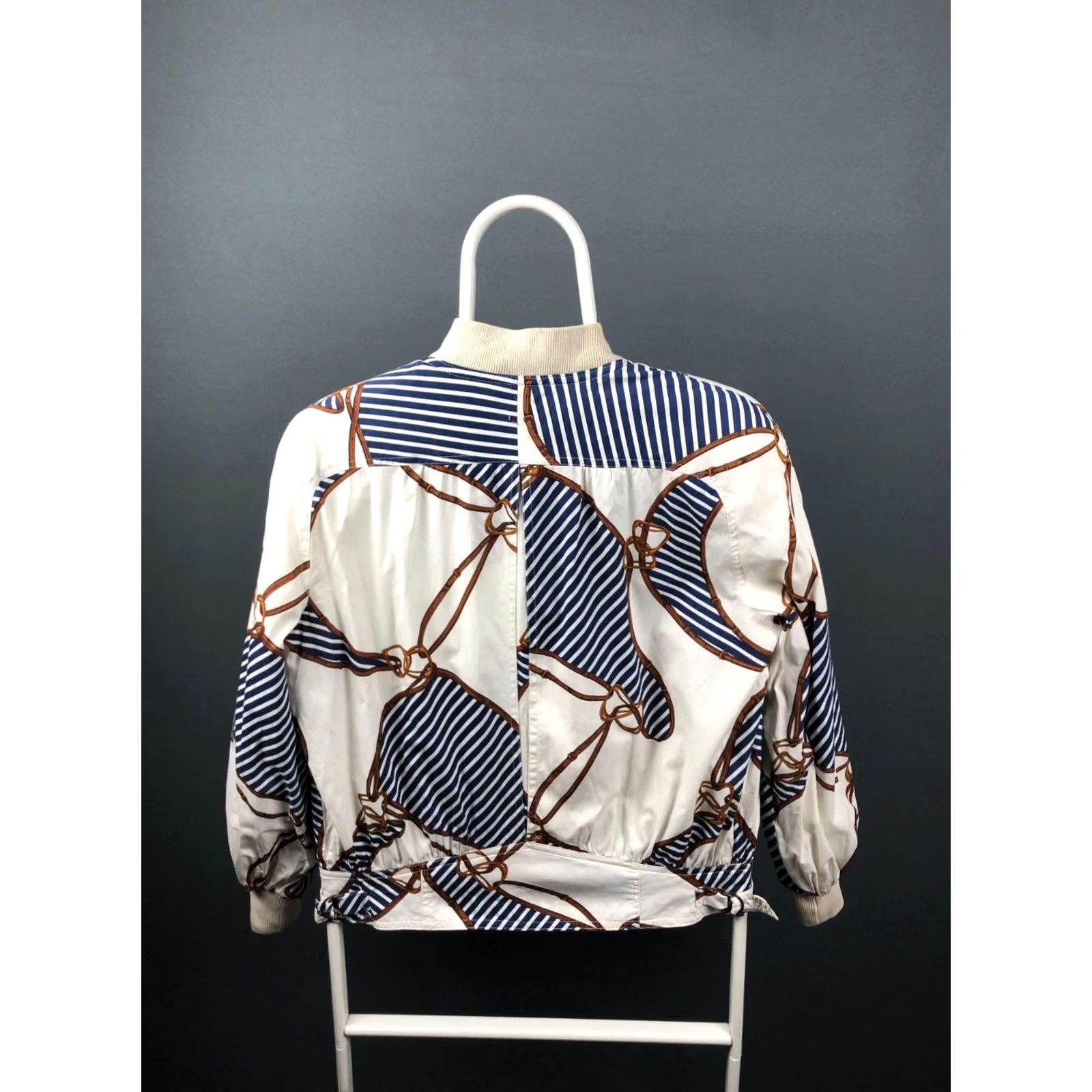 Aquascutum VINTAGE Aquascutum Bomber Jacket Ivory Patterned Polyester Women's Size ONE SIZE - 2 Thumbnail