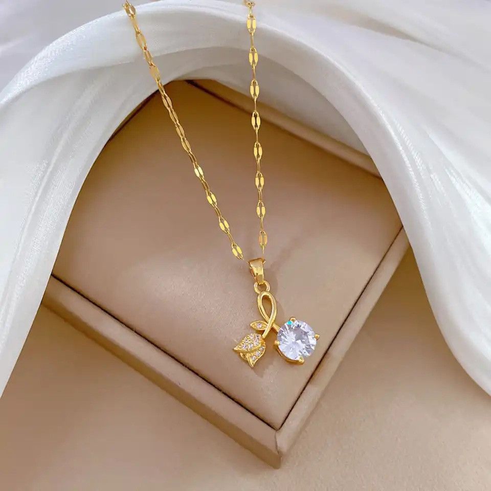 Other Bling CZ Stone Rose Necklace Size ONE SIZE - 1 Thumbnail