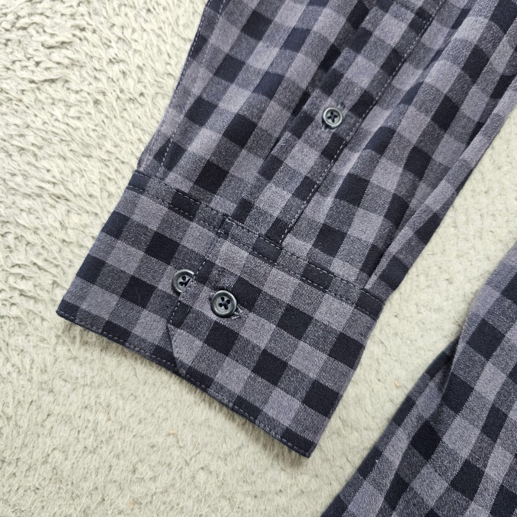 Mizzen+Main Mizzen+Main Shirt Mens XL Gray Blue Gingham Button Down Trim Fit Performance Shirt Size US XL / EU 56 / 4 - 4 Thumbnail