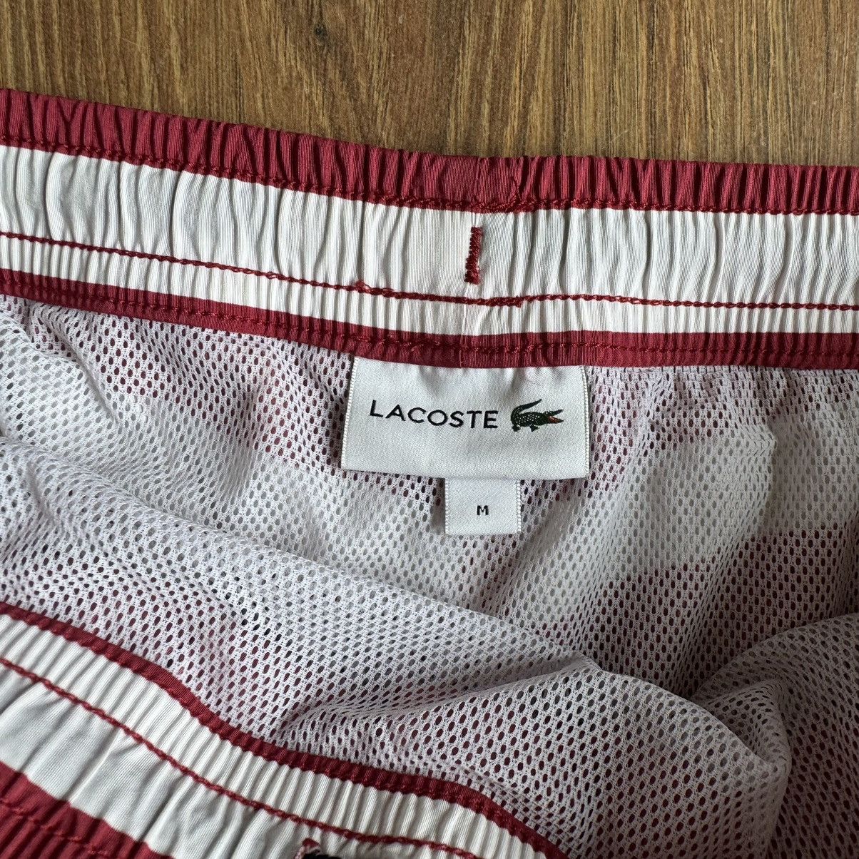 Lacoste Lacoste Striped Swim Shorts Men’s M White/Red Size US 32 / EU 48 - 4 Thumbnail