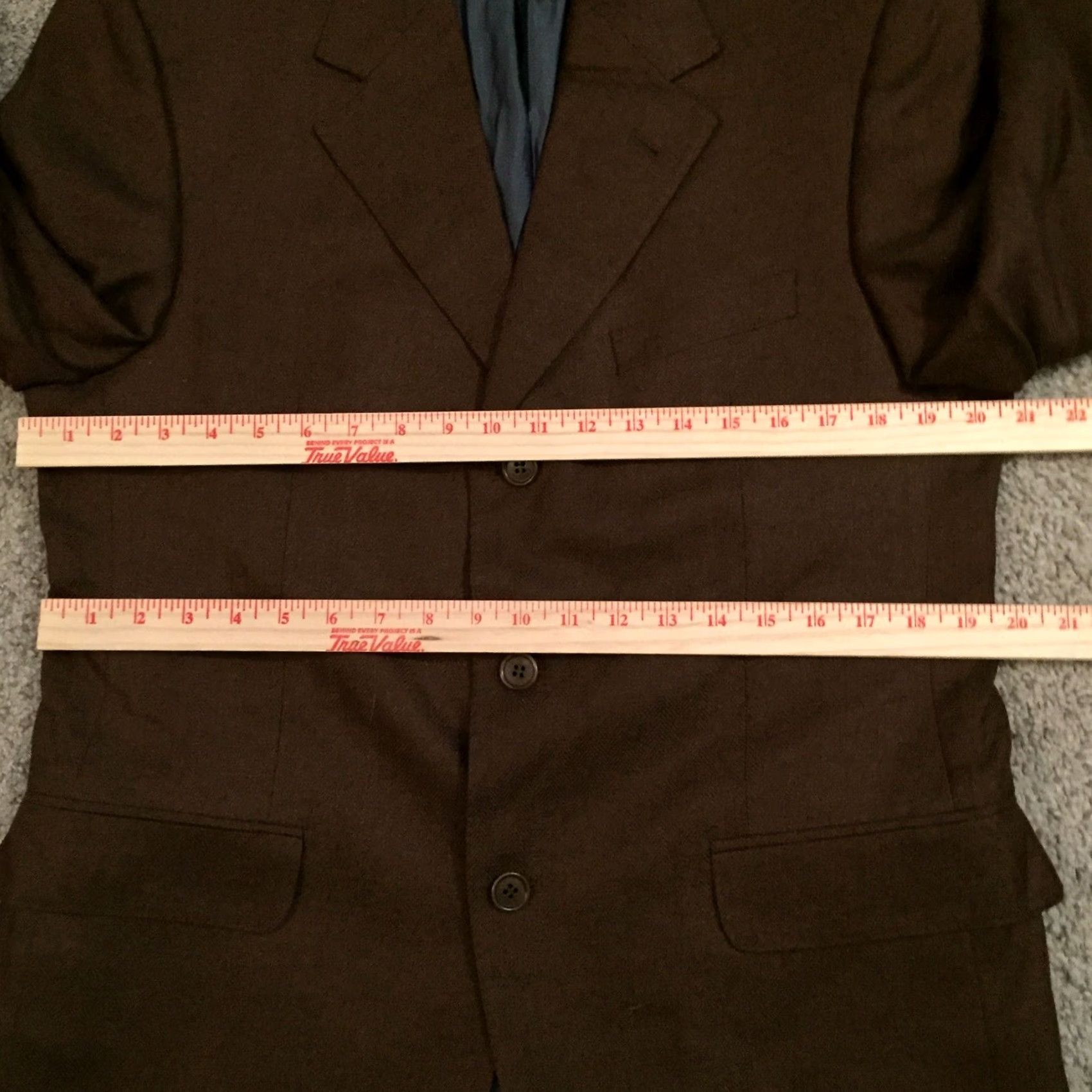 Vintage Zaharoff Blazer Mens 40 Regular Brown Three Button Wool Bamboo Herringbone Size 40R - 6 Thumbnail