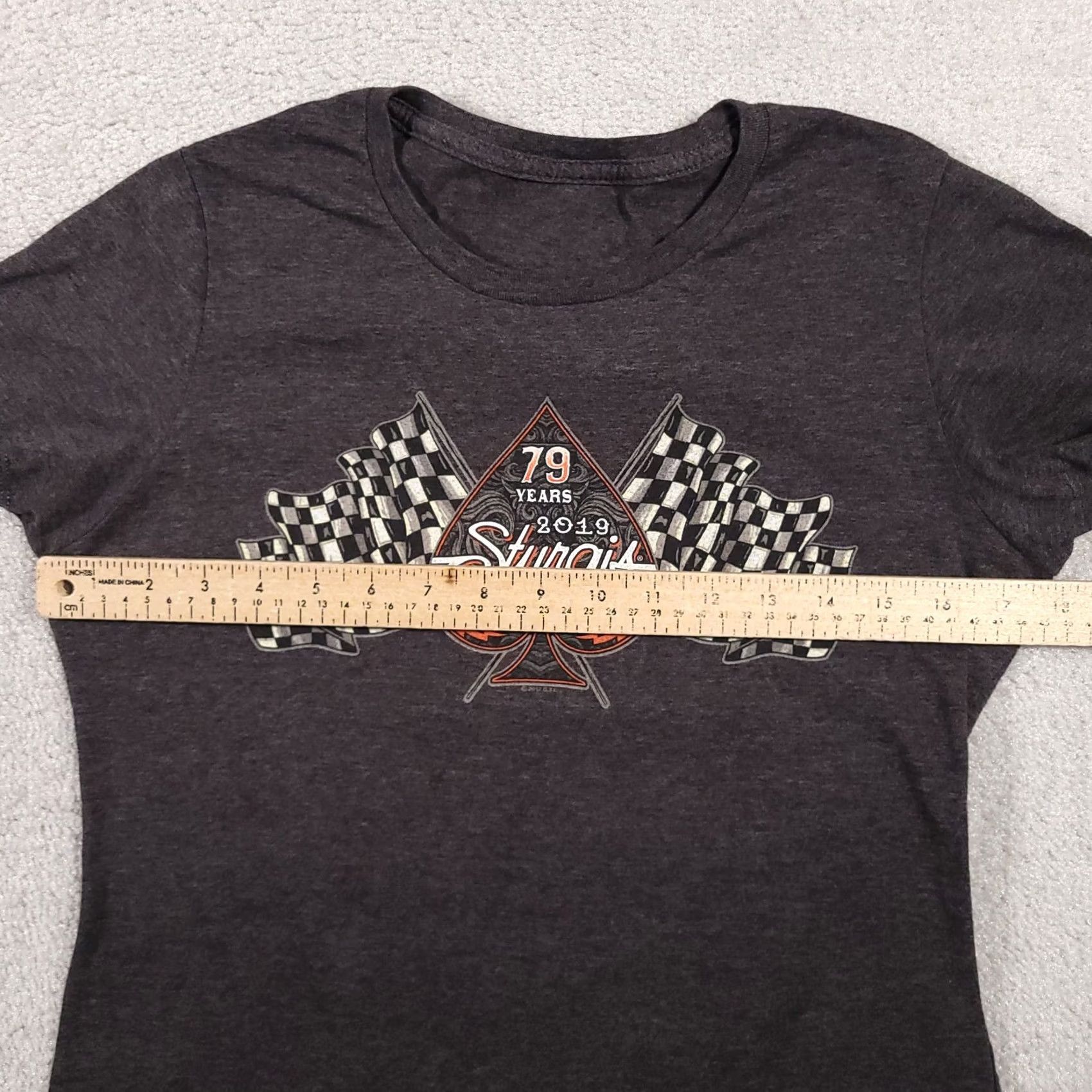 Vintage Sturgis Motorcycle Rally 2019 79th Annual T-Shirt Women's Fitted Medium Tee Gray Cotton Jersey Short Sleeve Round Neck Slim Tee Size M / US 6-8 / IT 42-44 - 6 Thumbnail