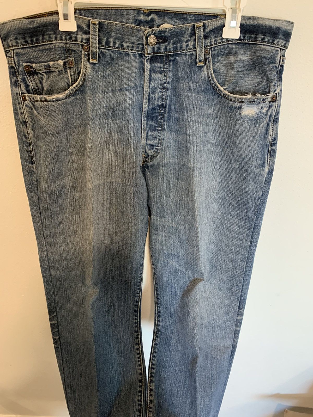 Levi's Vintage Clothing 90s repaired levis 501 Size US 38 / EU 54 - 4 Thumbnail