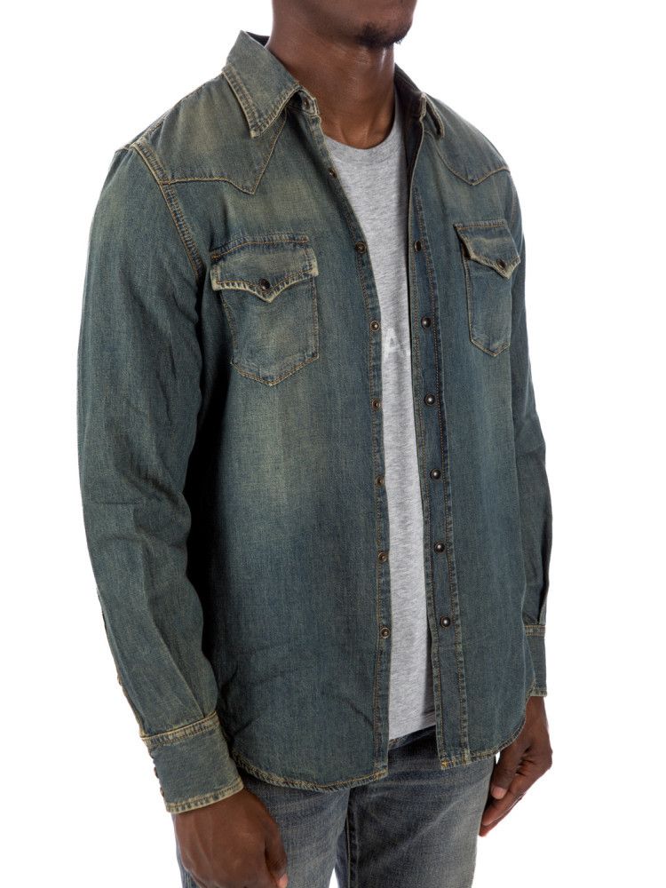 Saint Laurent Paris o1s1wg111124 Western Shirt In Denim in Deep Vintage Blue Size US XL / EU 56 / 4 - 5 Thumbnail
