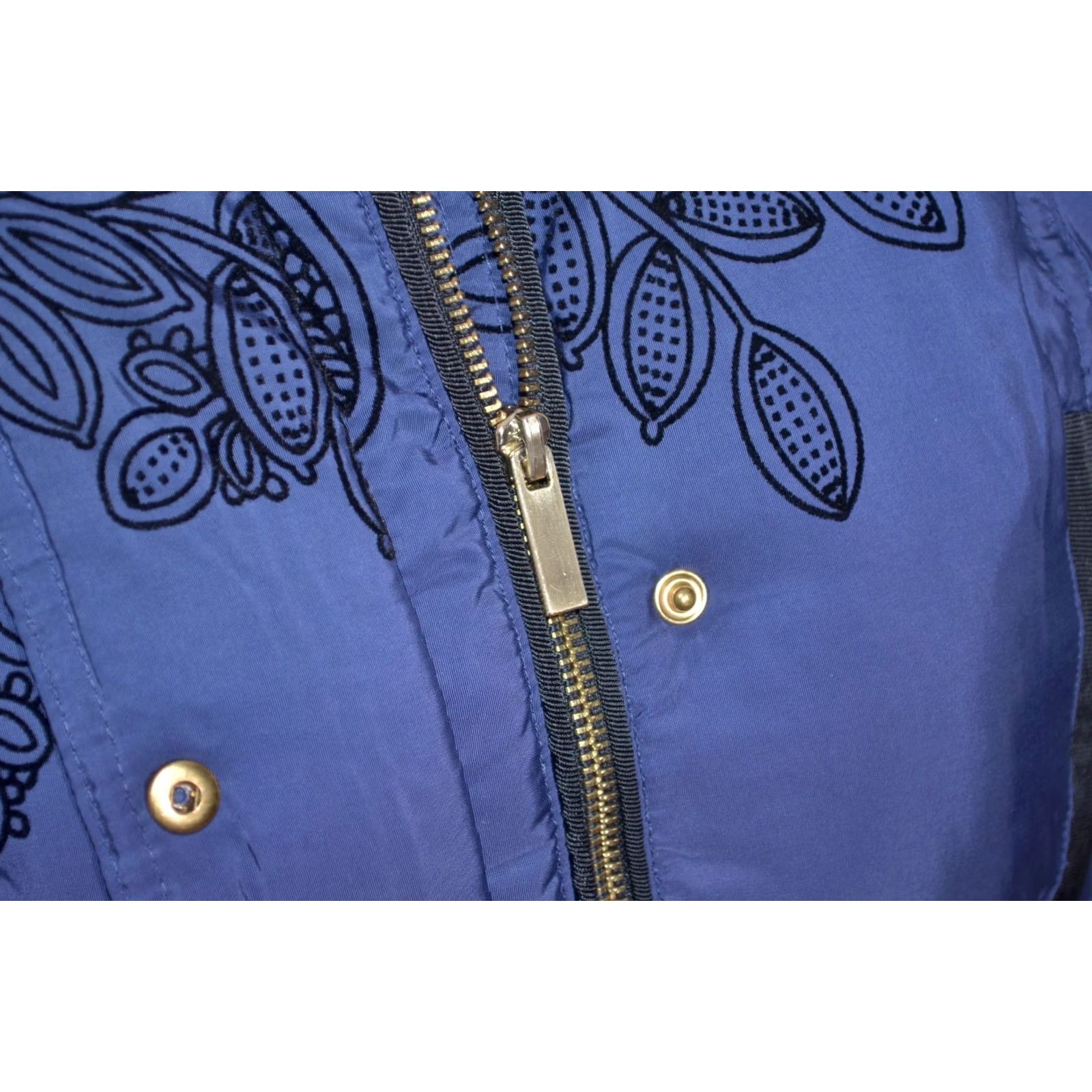 Desigual Desigual Women Blue Floral Puffer Jacket Faux Fur Hood Winter Coat Size 36 Size XS / US 0-2 / IT 36-38 - 7 Thumbnail