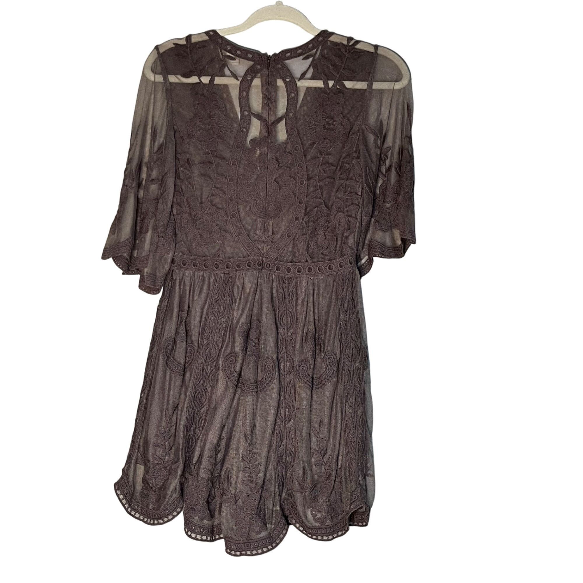 Other Wishlist Taupe Brown S Romper – Boho vibe Embroidered Cottag Size S / US 4 / IT 40 - 3 Thumbnail