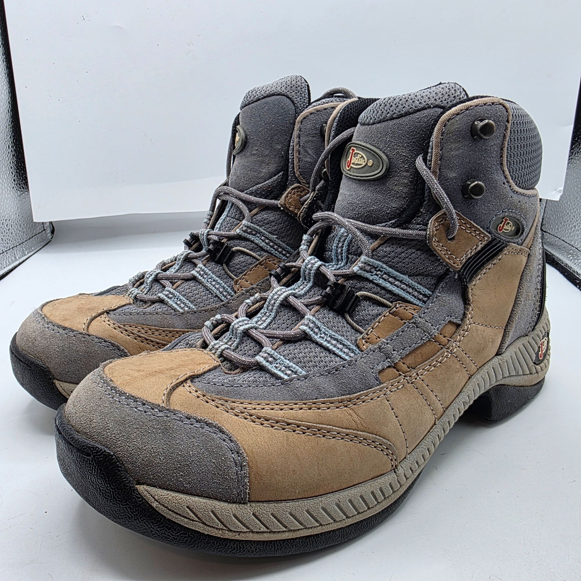 Justin Justin Womens Size 8.5 Gray Leather Upper Hiking Boots Outdo Size US 8.5 / IT 38.5 - 4 Thumbnail
