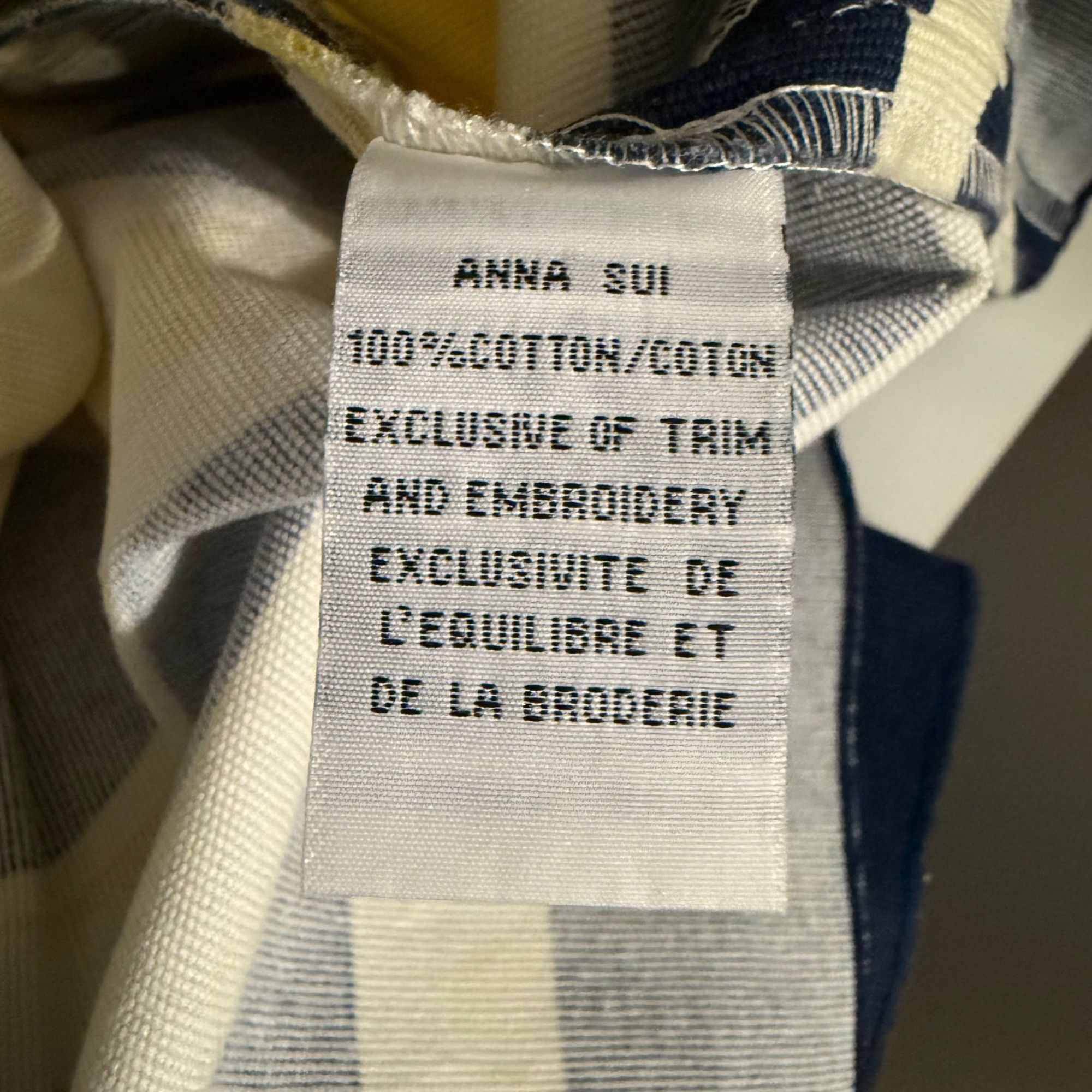Anna Sui Anna Sui Yellow & Navy Polka Dot Pleated Cotton Skirt Size 0 Size 25" / US 0 / IT 36 - 4 Thumbnail