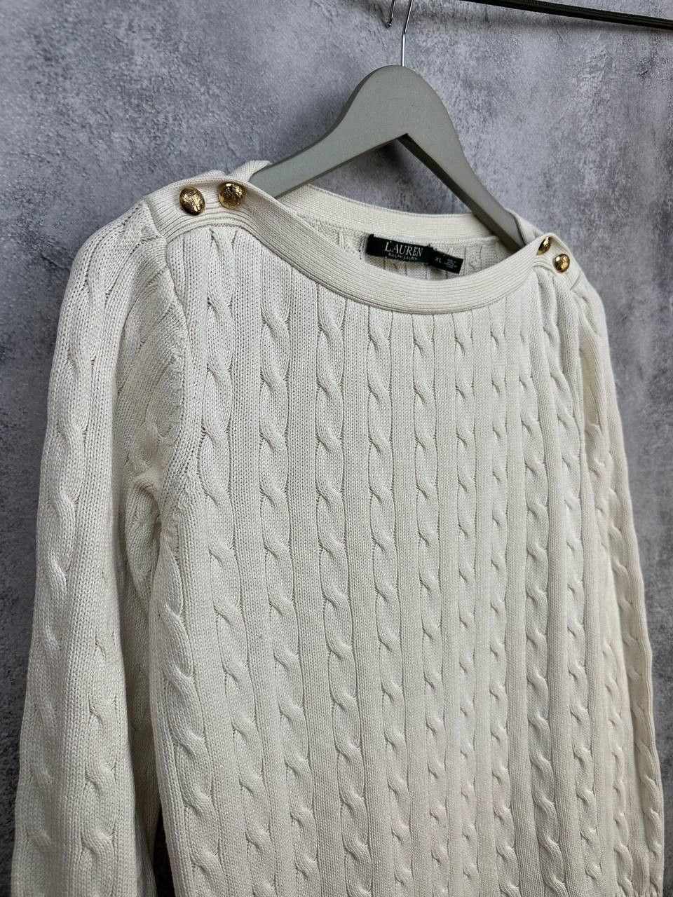 Lauren Ralph Lauren Lauren Ralph Lauren Boat Neck Cable Knit Sweater Ivory Size XL / US 12-14 / IT 48-50 - 3 Thumbnail