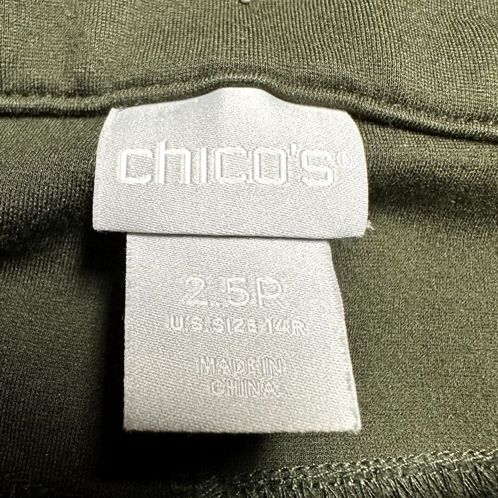 Vintage Chico's Pants Womens 14R Green Ponte Straight Leg Work Career Stretch Size 36" / US 14 / IT 50 - 7 Thumbnail