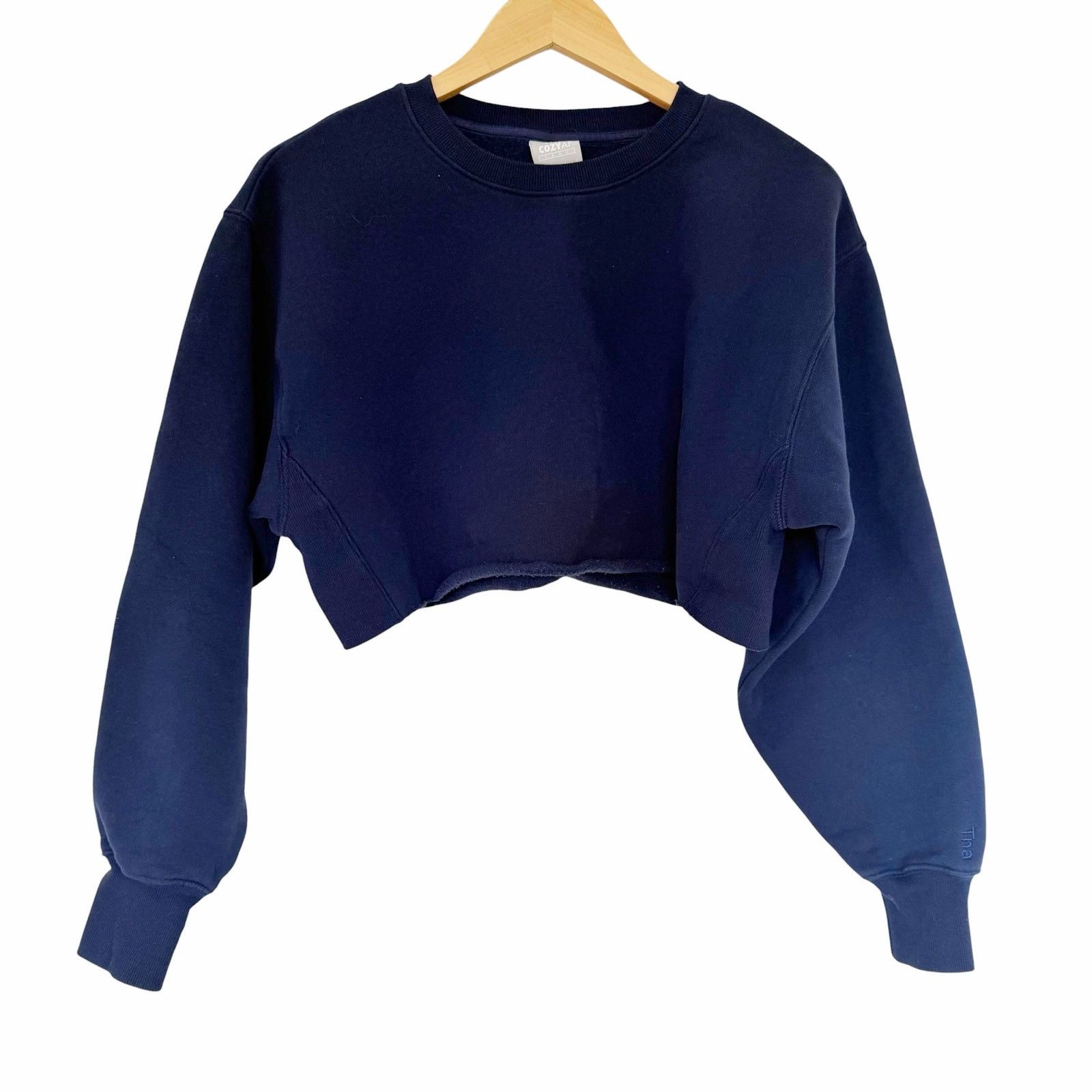 TNA Aritza TNA Navy Blue Cozy AF Fleece Cropped Sweatshirt Sz S Size S / US 4 / IT 40 - 1 Thumbnail