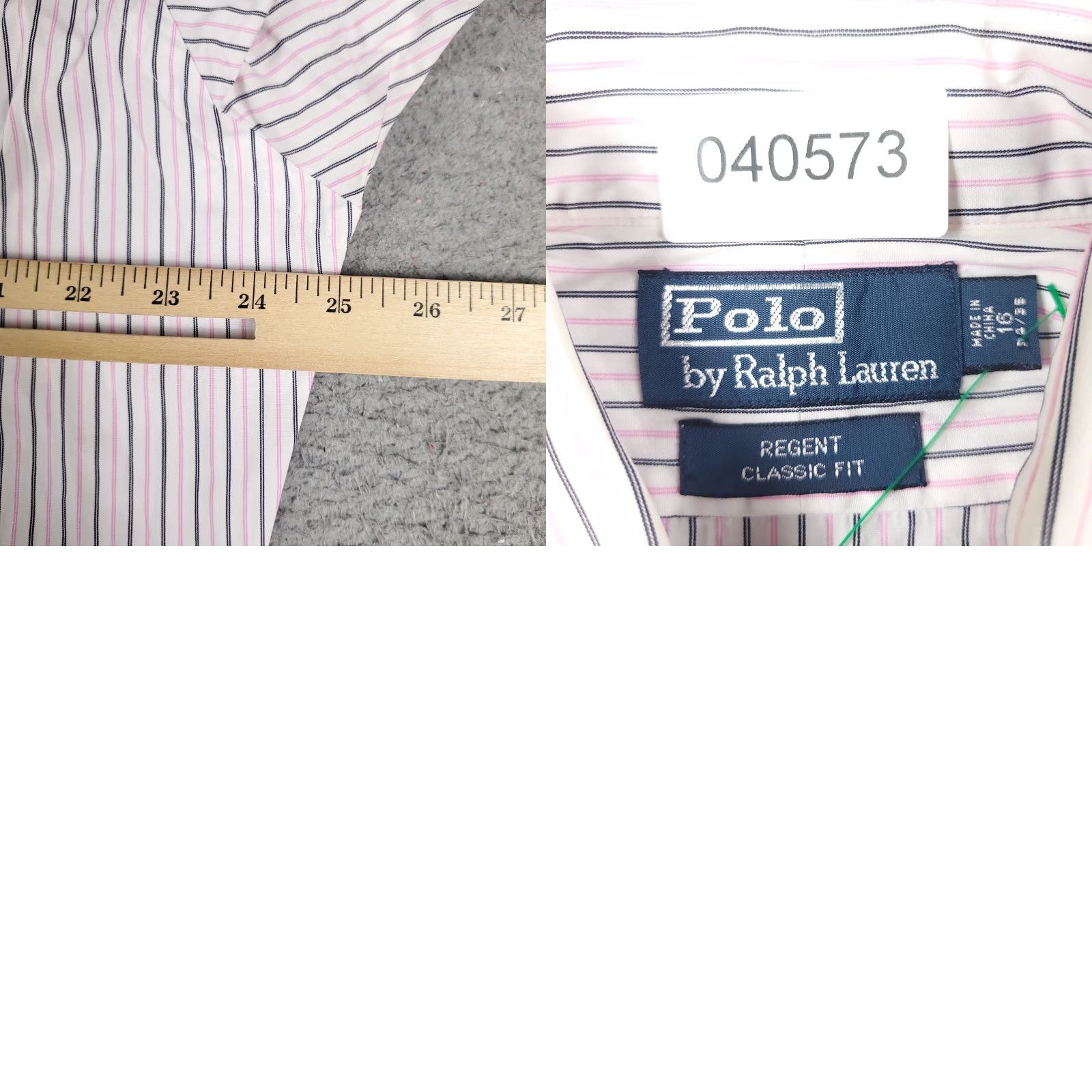Ralph Lauren Ralph Lauren Shirt Mens 16 Pink White Striped Dress Button Up Long Sleeve Non-Iron Pockets 100% Cotton Casual Workwear Mens Size 42R - 8 Thumbnail