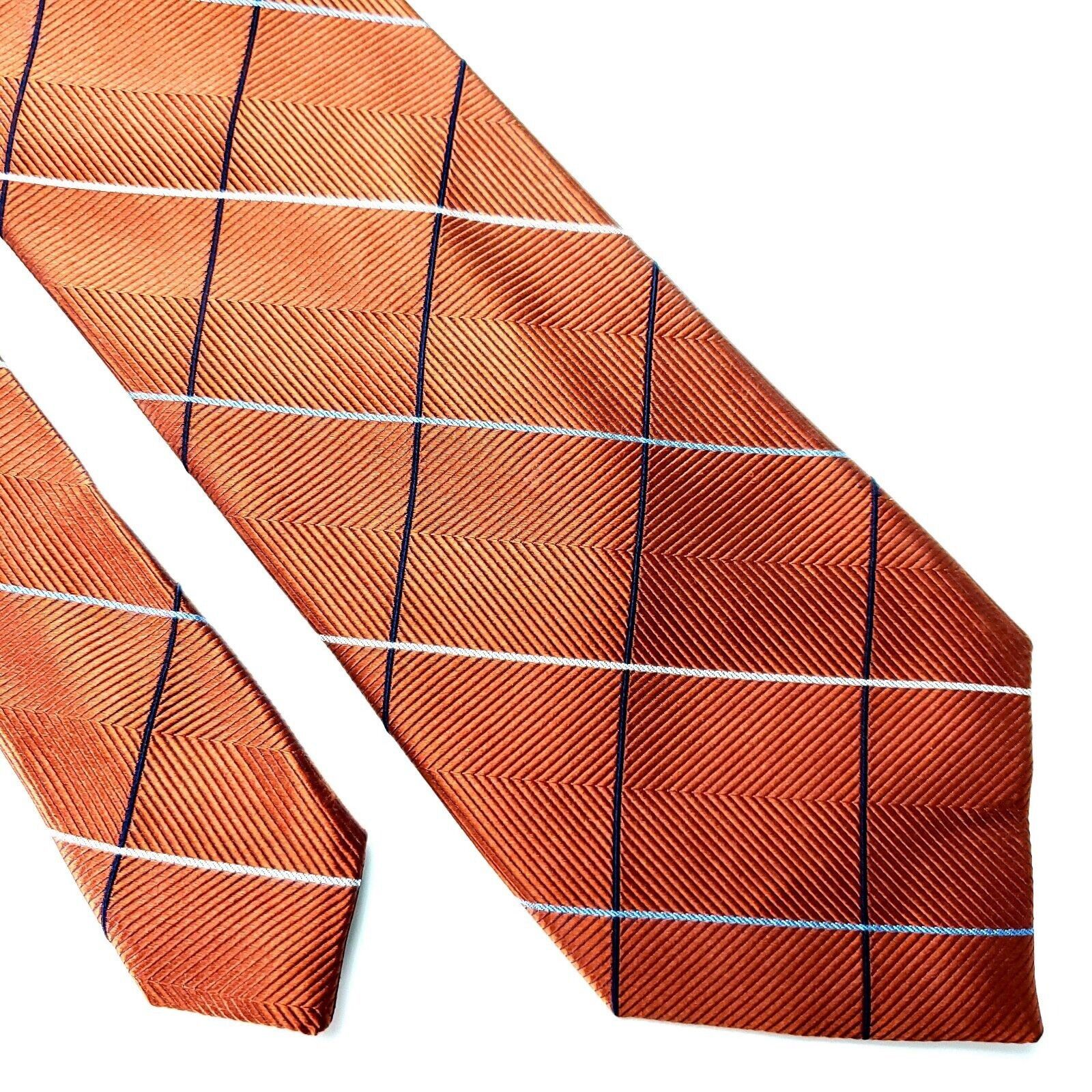Jos. A. Bank Jos A Bank Silk Tie Woven Orange Plaid Skinny Size ONE SIZE - 1 Thumbnail