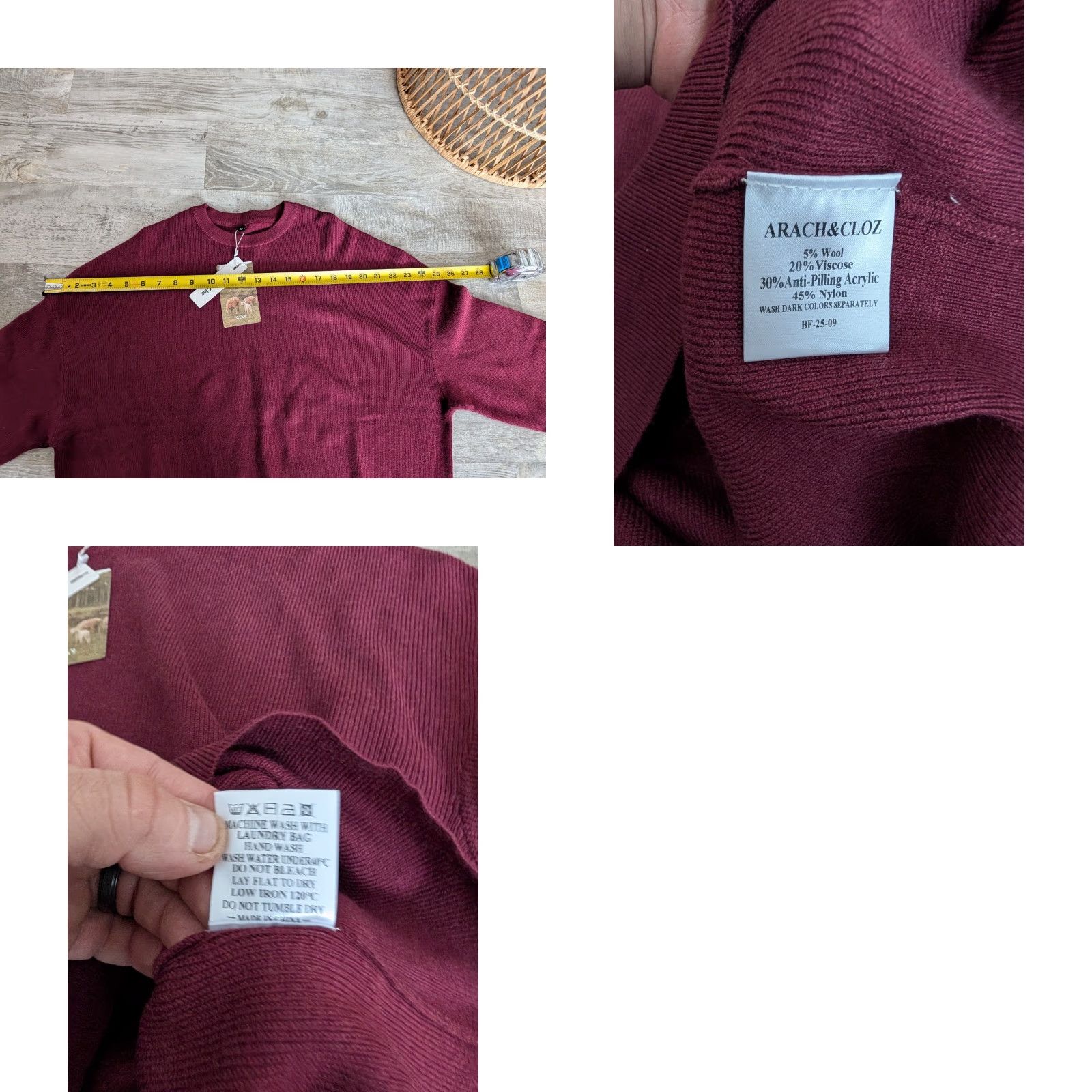 Vintage Arach & Cloz Sweater Men’s Dark Red Size Medium Wool Blend Crew Neck Long Sleeve Pullover Casual Formal Knit Size US M / EU 48-50 / 2 - 9 Thumbnail