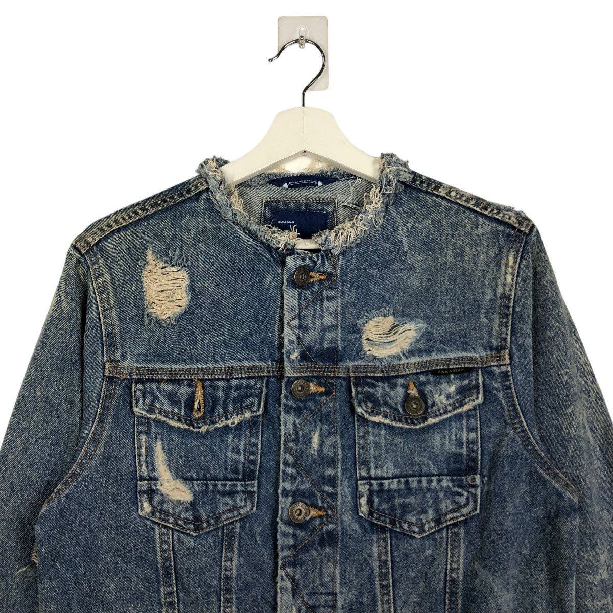 Japanese Brand × Zara 🔥 ZARA MAN DISTRESS DENIM JACKET Size US S / EU 44-46 / 1 - 3 Thumbnail