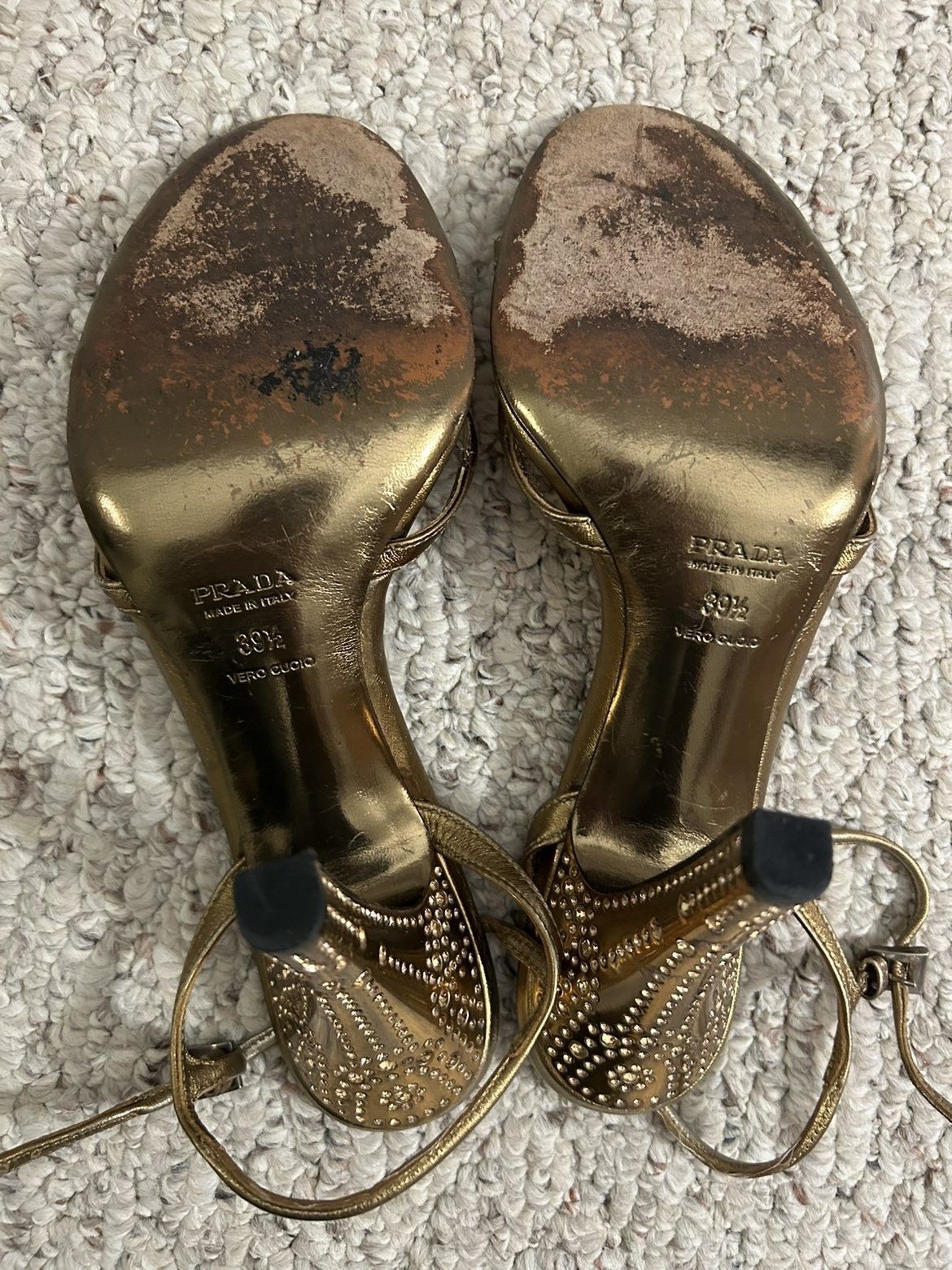 Prada Women’s Gold Prada Strappy Sandals W/Metallic Leather Upper Size US 9.5 / IT 39.5 - 2 Thumbnail