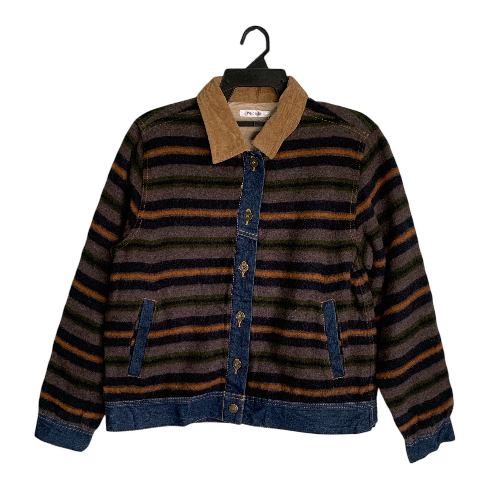 Japanese Brand Rare Design Vintage Ne.Ce.Sa Fleece Trucker Jackets Size L / US 10 / IT 46 - 1 Thumbnail