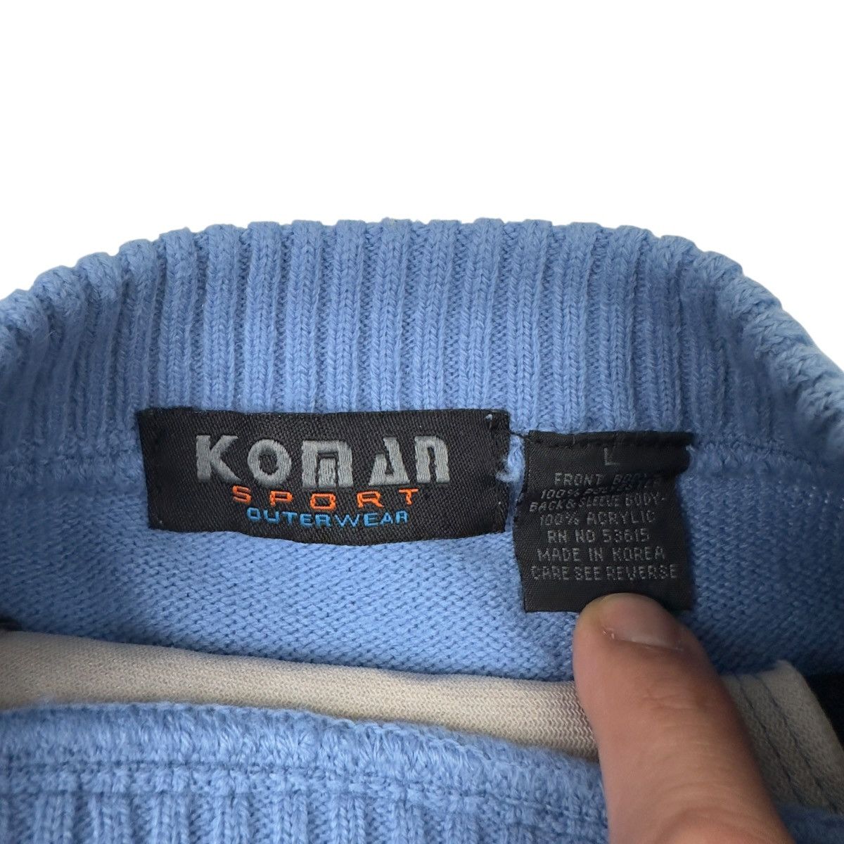 Koman Koman Sport Sweater Mens L Blue Faux Suede Leather Patchwork Size US L / EU 52-54 / 3 - 5 Thumbnail