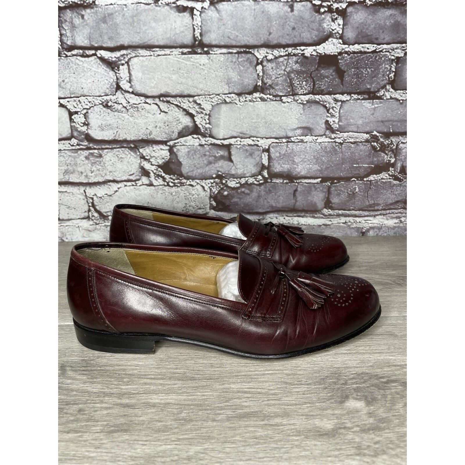 Other Stamati Mastroianni Burgundy Leather Wingtip Tassel Loafers Size US 8 / EU 41 - 18 Thumbnail