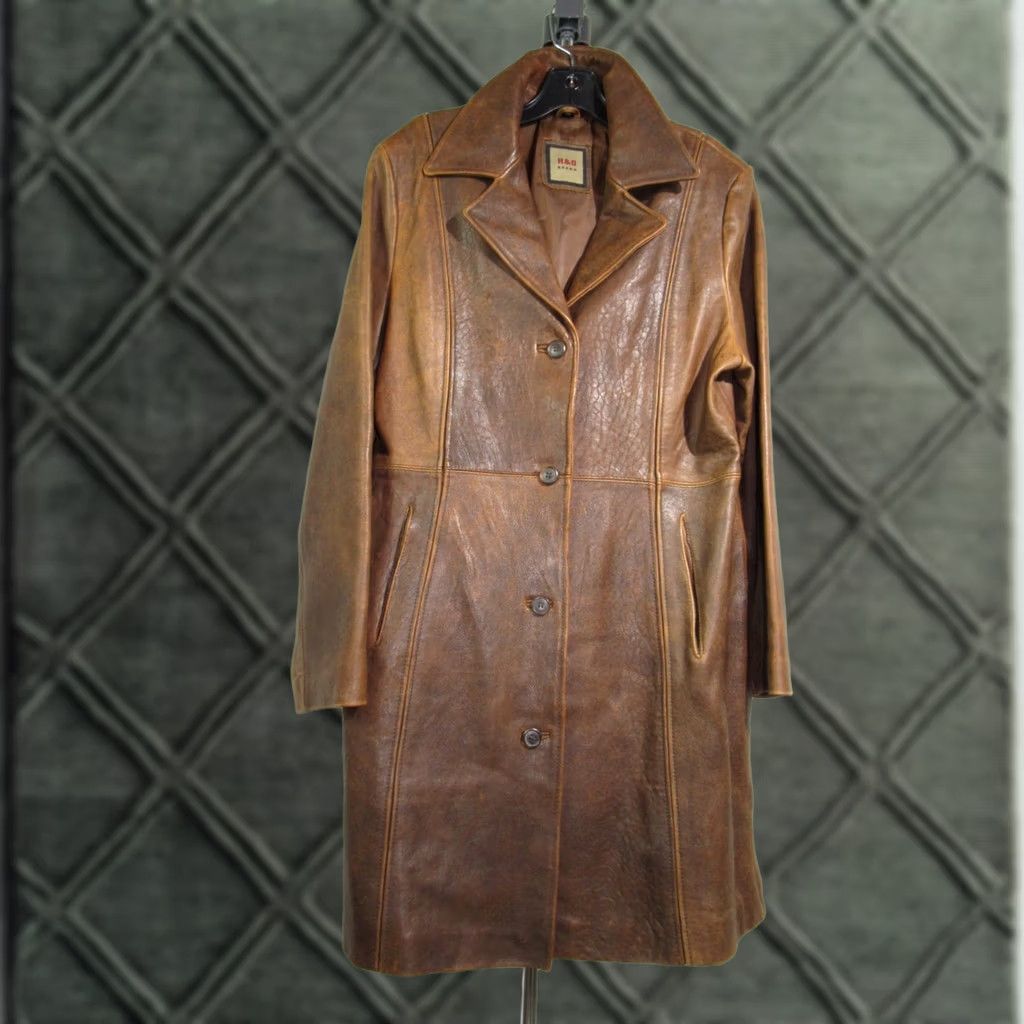 J Brand VINTAGE R&O Brand Coat Leather Women XL Distressed Brown Trench Coat Size XL / US 12-14 / IT 48-50 - 1 Thumbnail
