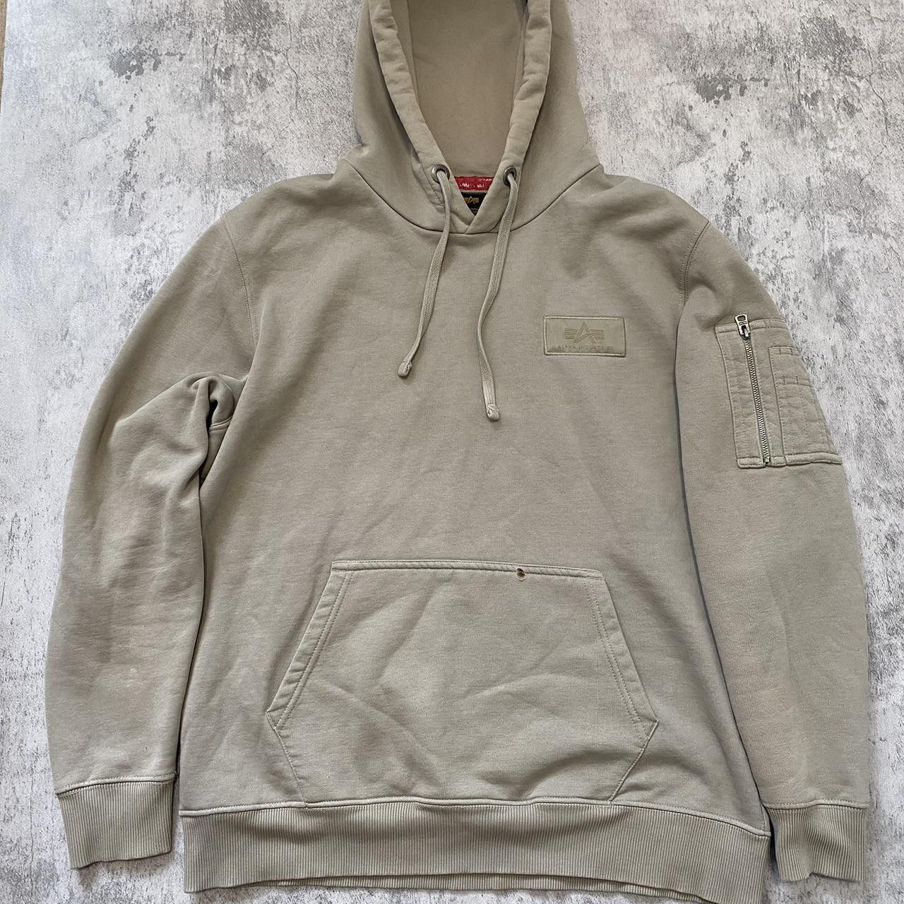 Alpha Industries Tan Cream Alpha Industries hoodie Army Vintage y2k Boxy Size US L / EU 52-54 / 3 - 1 Thumbnail