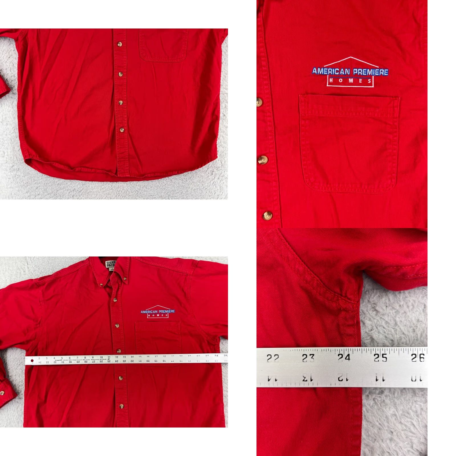 Vintage Sierra Pacific Shirt Mens Large Red Solid 100% Cotton Twill Long Sleeve Button-Up Shirt With Pocket Size US L / EU 52-54 / 3 - 8 Thumbnail