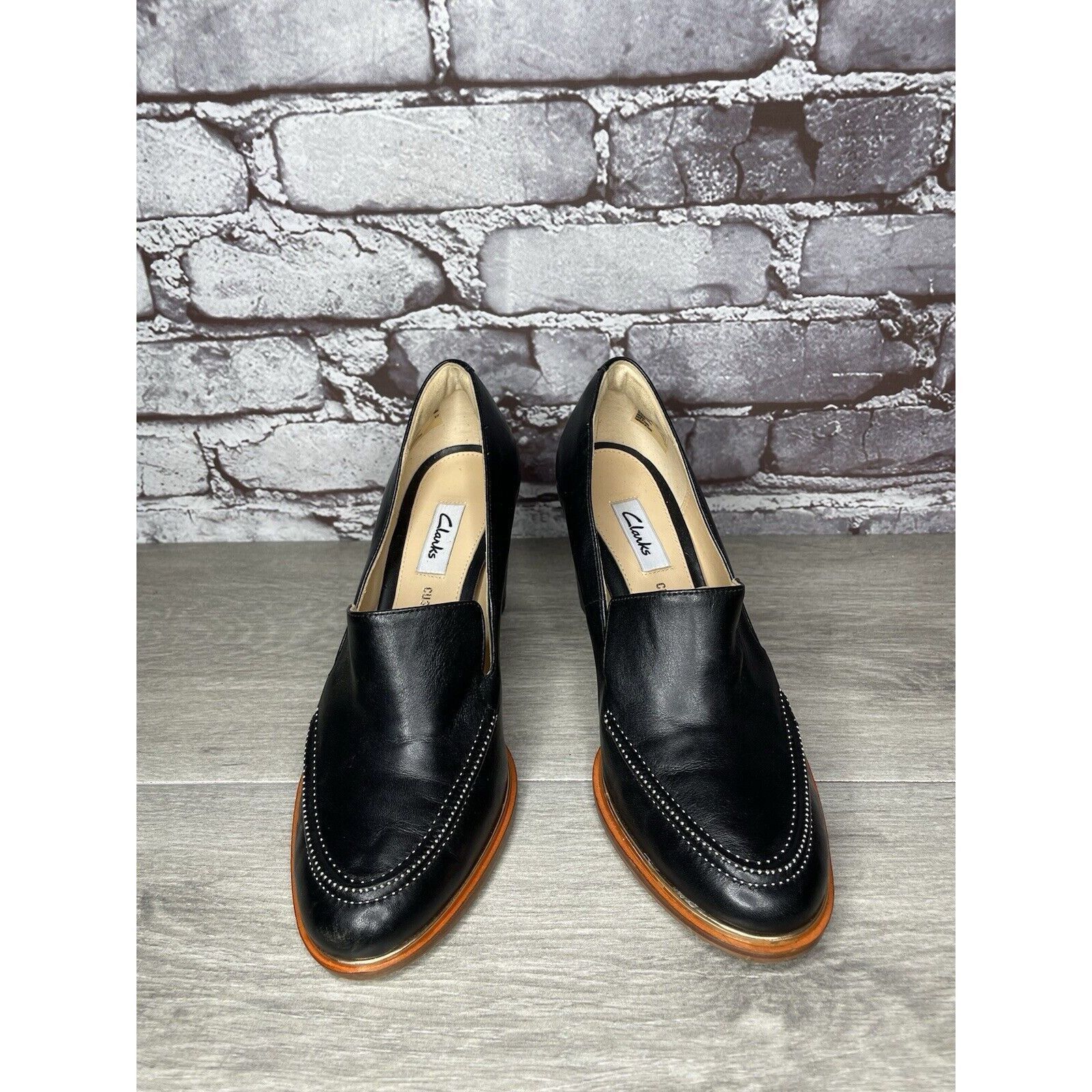Clarks Clarks Plus Cushion Black Leather Almond High Heeled Shoes W Size US 7.5 / IT 37.5 - 4 Thumbnail