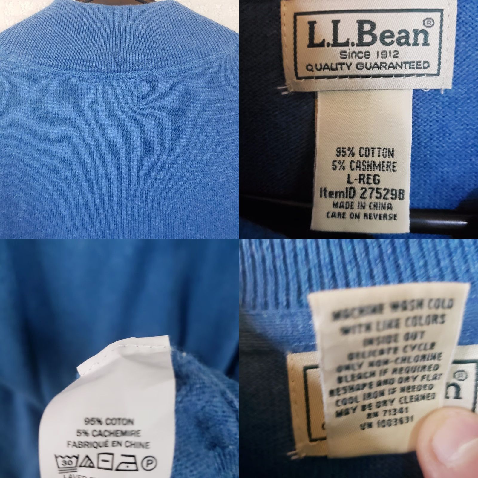 Vintage L.L.Bean Sweater Men's 1/4 Zip Mock Neck Size L Blue Cotton Cashmere Regular Fit Long Sleeve Size US L / EU 52-54 / 3 - 8 Thumbnail