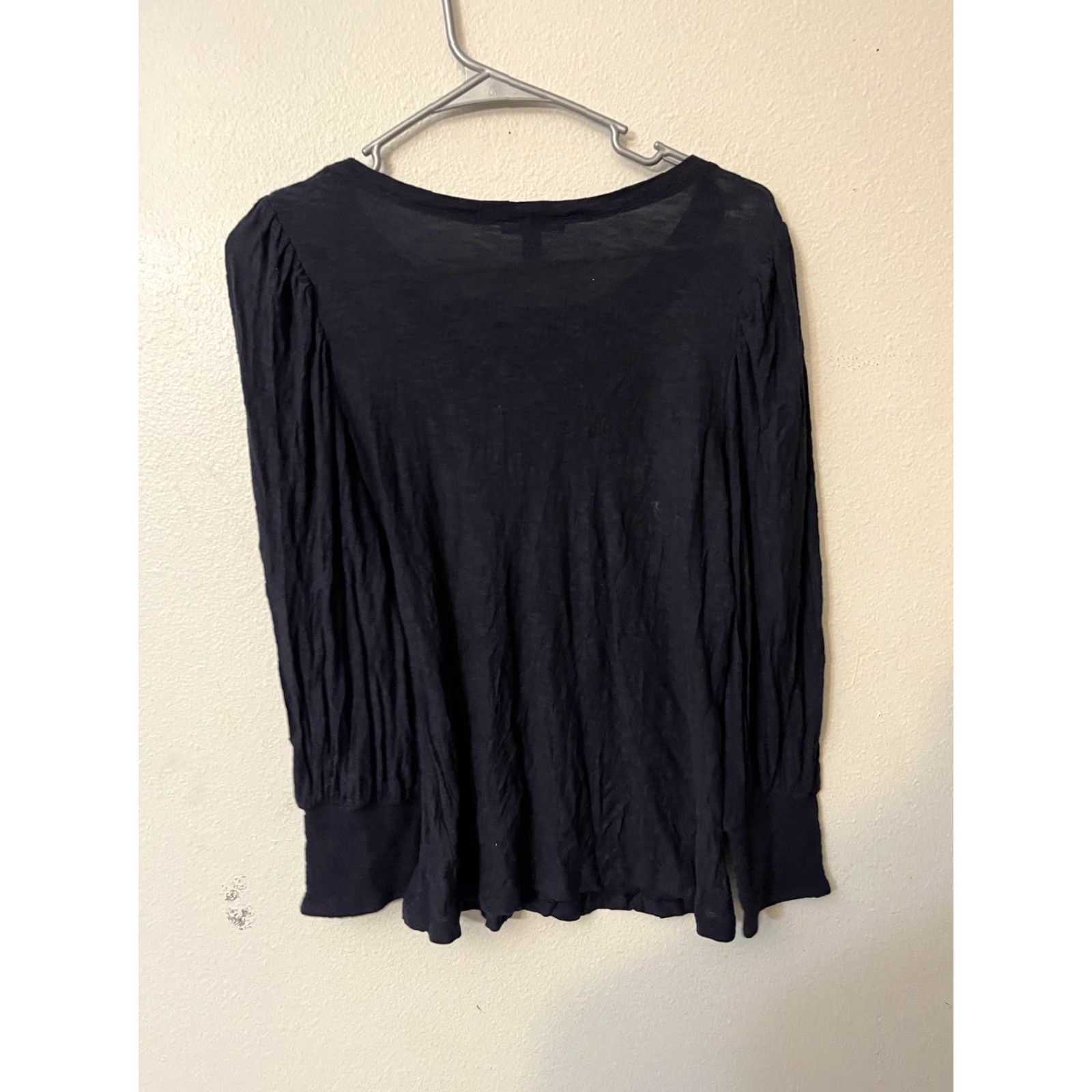 Express Express Black V-Neck Top M Puff Sleeve Long Sleeve Modal Cotton Sheer Layer Shirts Womens M Black Puff Sleeve V-Neck Top Express Size M / US 6-8 / IT 42-44 - 3 Thumbnail