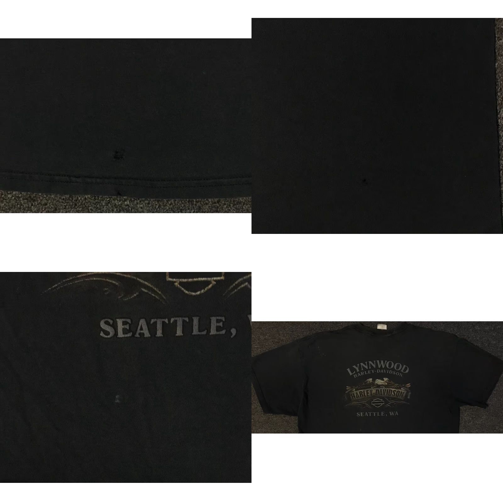 Harley Davidson VINTAGE Harley Davidson Shirt XL Black Graphic Tee Biker Distressed Seattle 90s Y2K Mens Size US XL / EU 56 / 4 - 9 Thumbnail