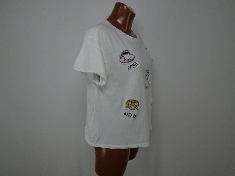 Mango Women's T-Shirt MNG. Color: White. Size: S. Size S / US 4 / IT 40 - 3 Thumbnail