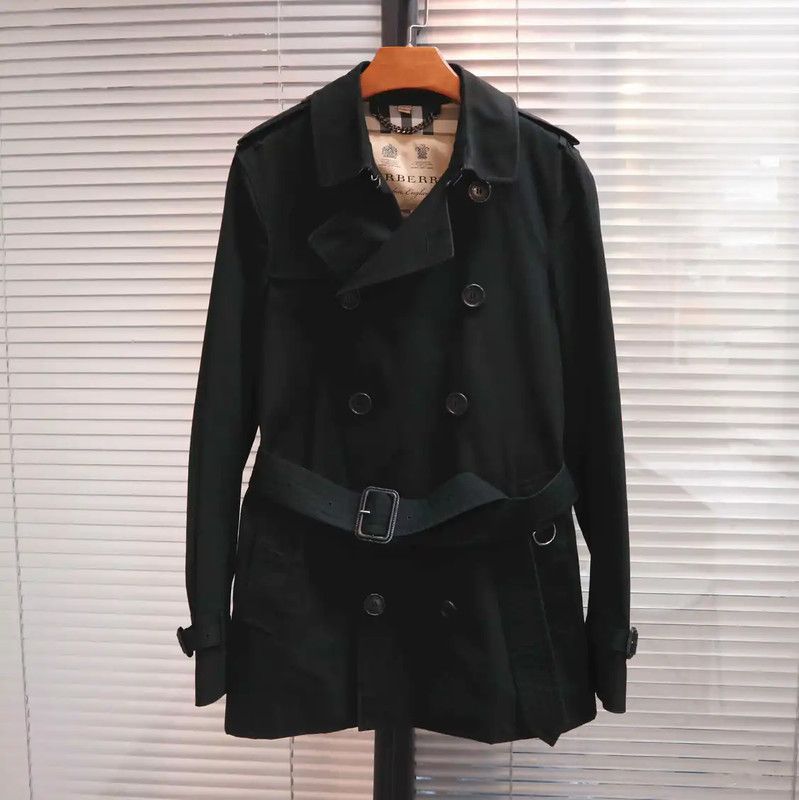 Burberry Black Cotton Men's Trench Coat