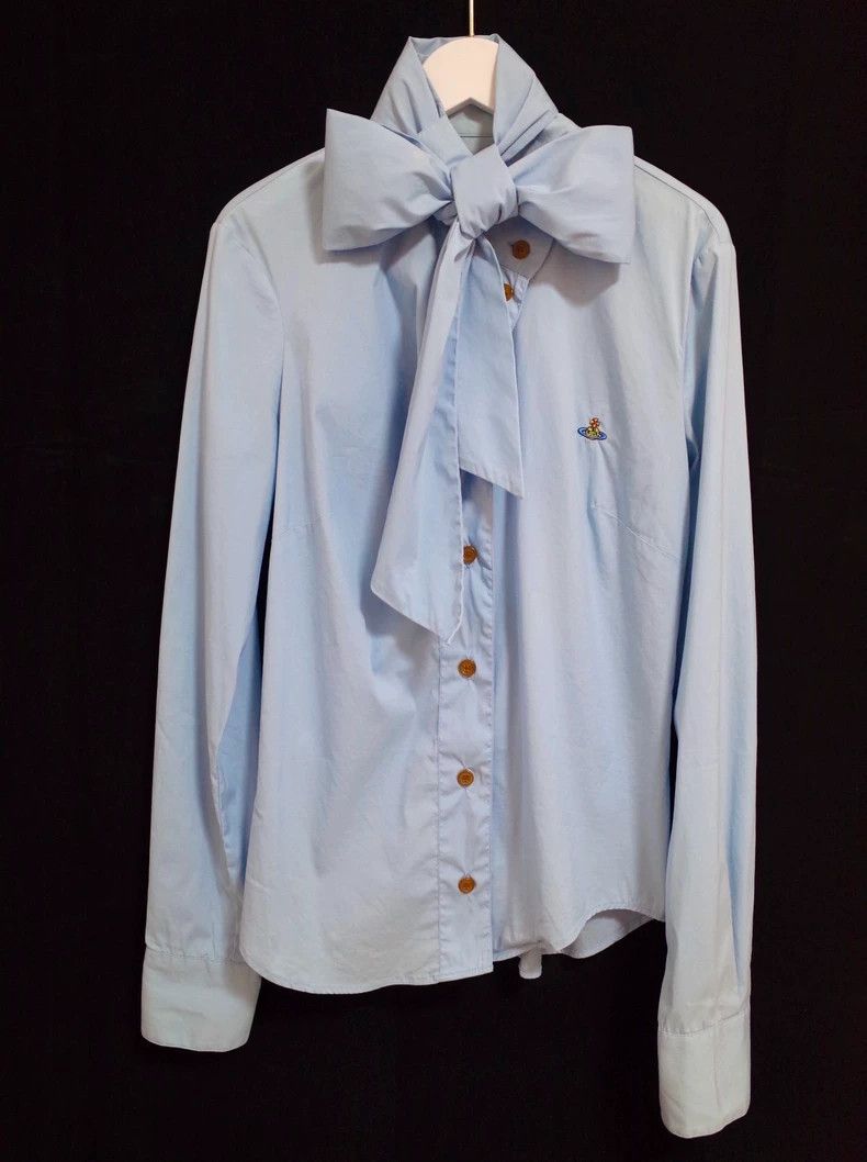 Vivienne Westwood Vivienne Westwood Blue Bow Collar Shirt - dmc Size US M / EU 48-50 / 2 - 1 Thumbnail