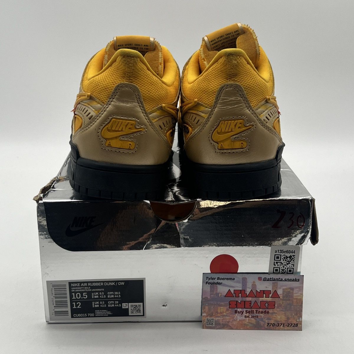 Nike Off-white x air rubber dunk university gold Size US 10.5 / EU 43-44 - 3 Thumbnail