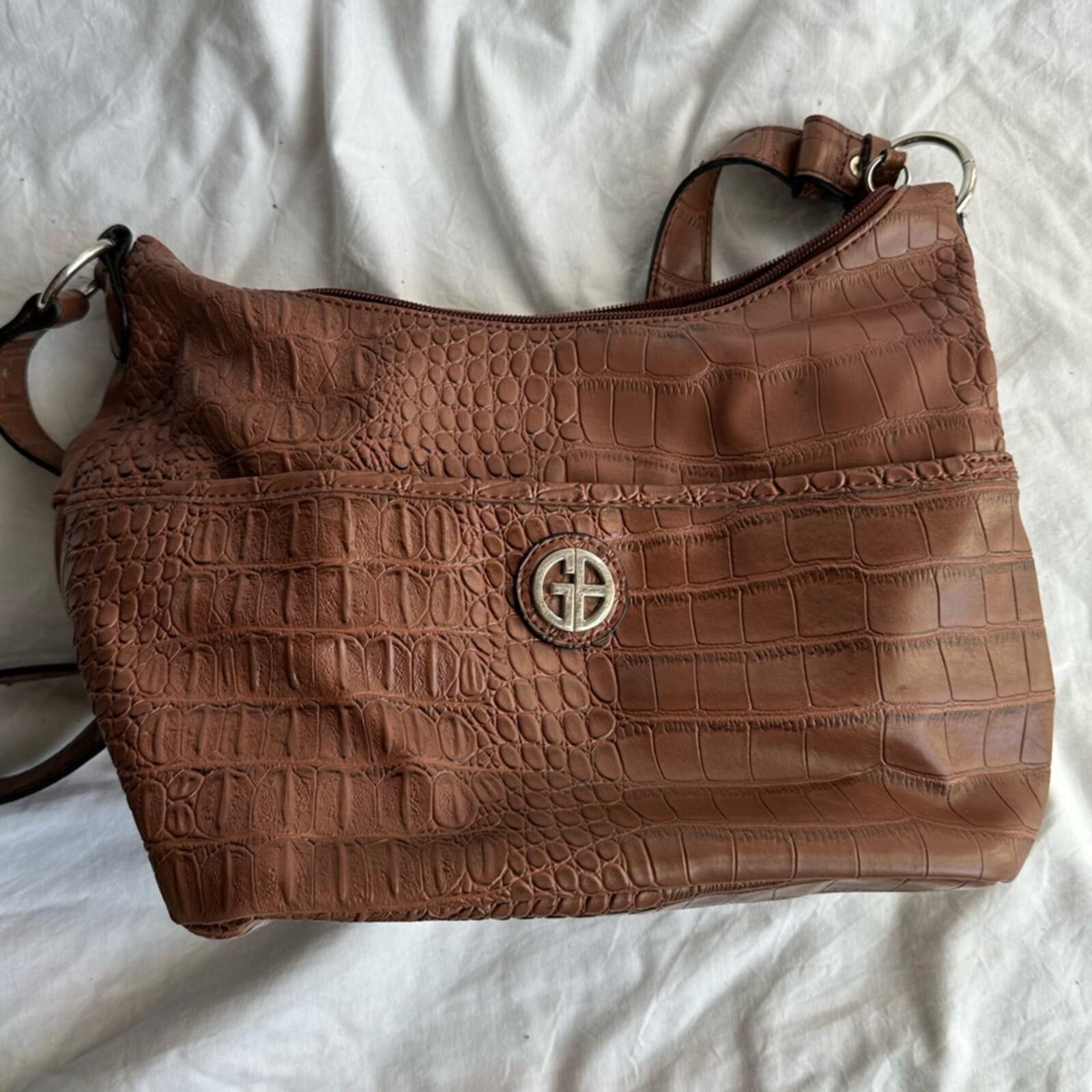 Other Brown Eco Croc Embossed Backpack Purse with Silver Accent Size ONE SIZE - 1 Thumbnail