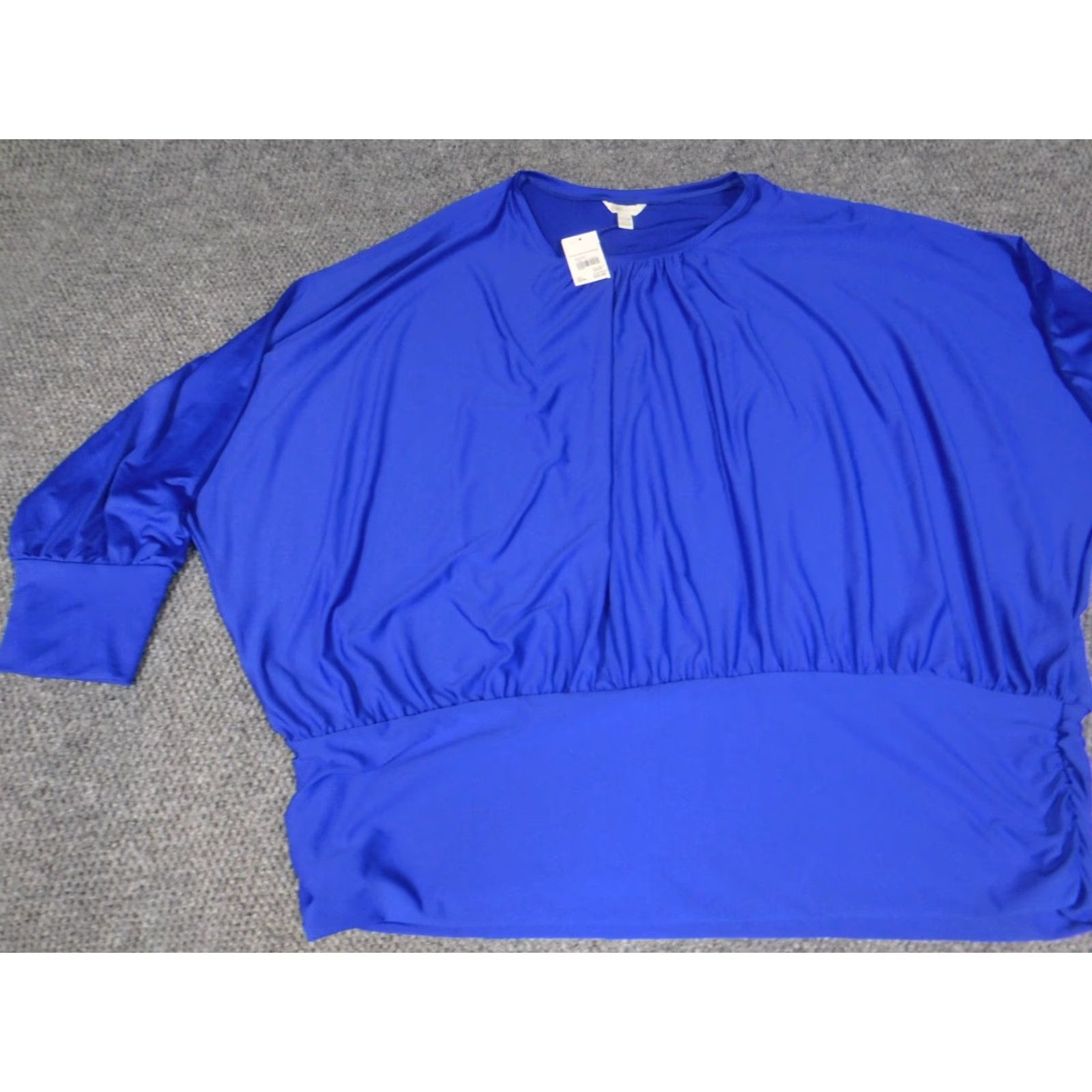 Vintage Cato Blouse 24W Plus Purple Crew Neck 3/4 Sleeve Pullover Stretch Casual Women Bonutfly Pattern Size 4XL / US 24-26 - 3 Thumbnail