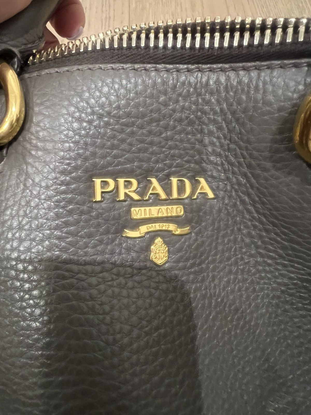 Prada Authentic Prada Vitello Daino Leather Satchel – Dark Grey Size ONE SIZE - 3 Thumbnail