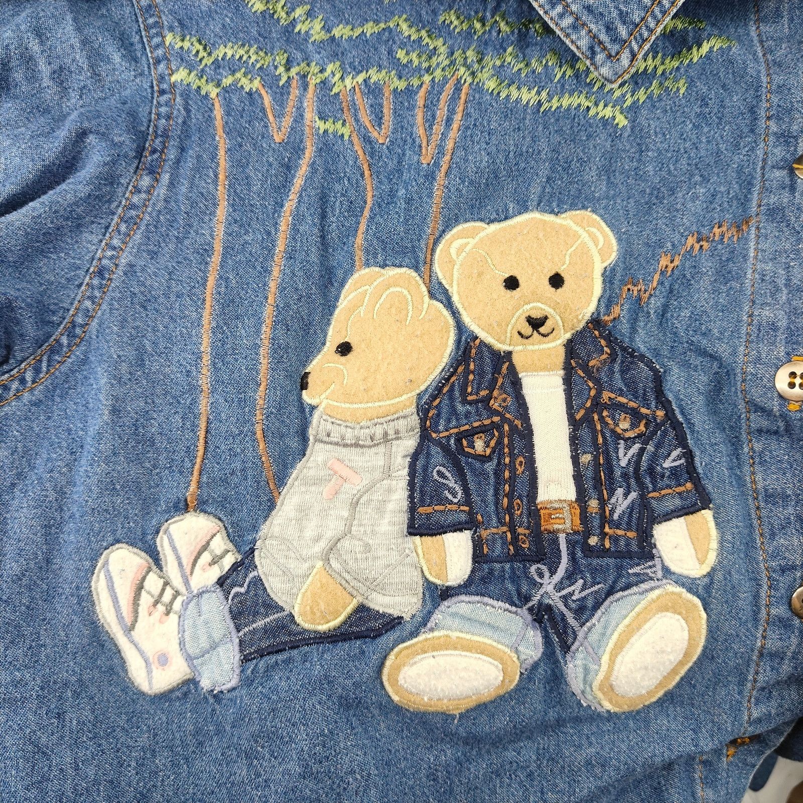 Vintage Vintage Together Denim Shirt Teddy Bear Applique Shirt M Size M / US 6-8 / IT 42-44 - 2 Thumbnail